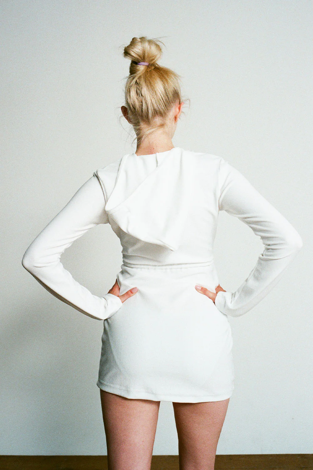 Mandy Terry Hoodie Dress - Snow - Image 3