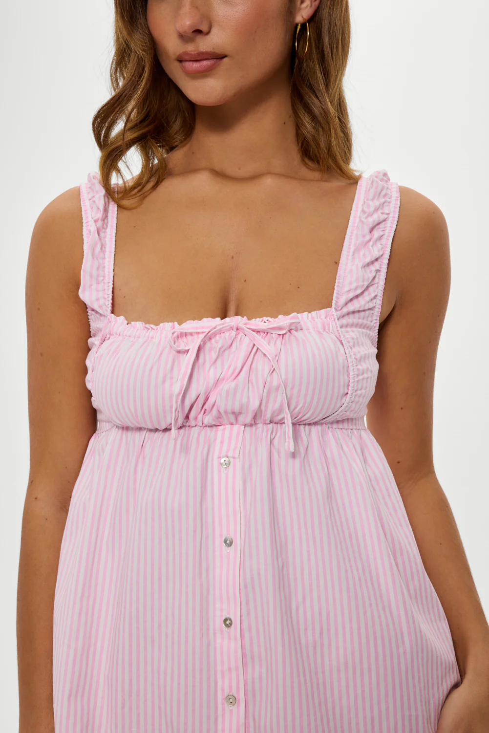 Marilyn Babydoll Dress - Pink Stripe - Image 6