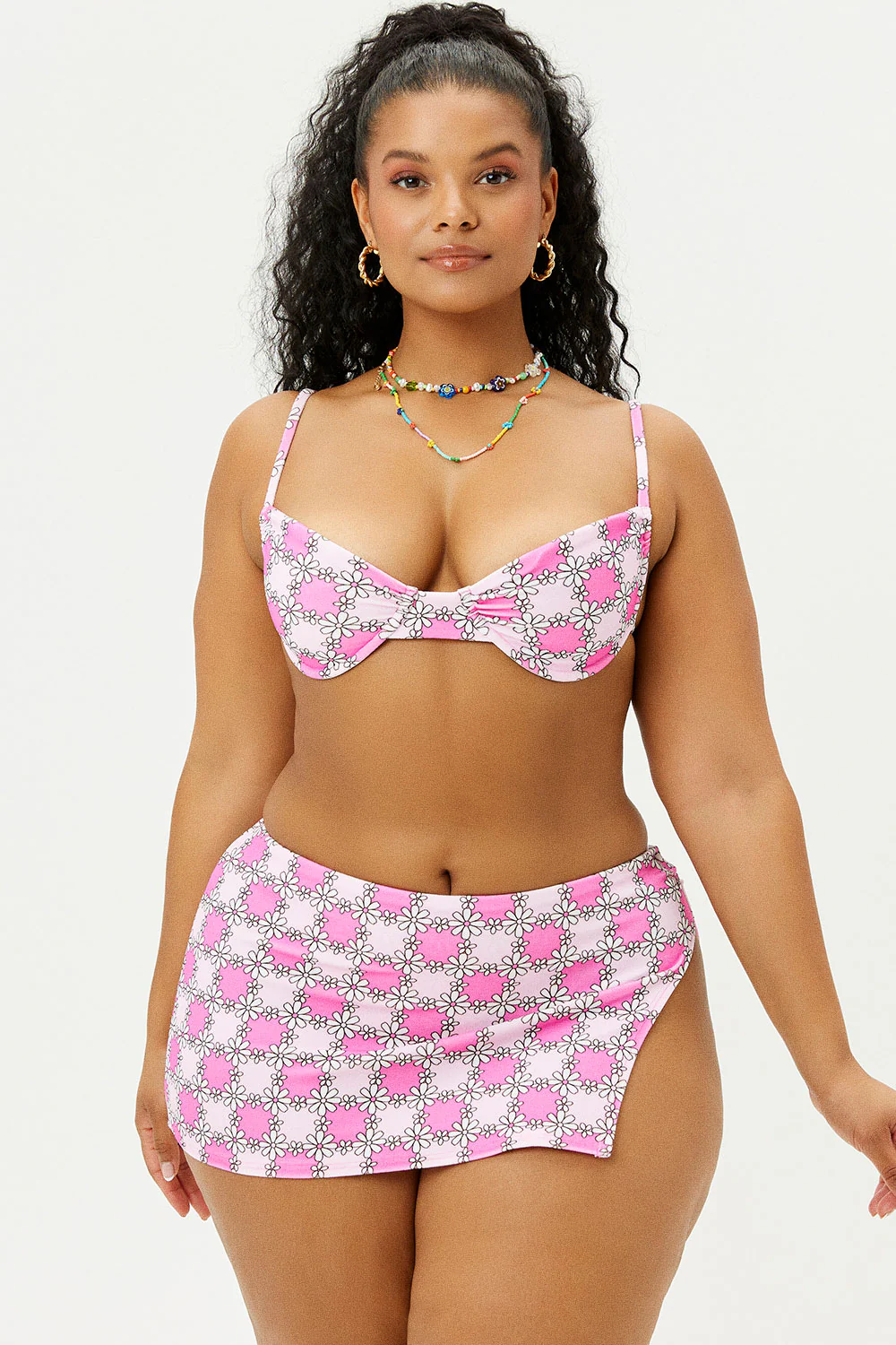 Marty Terry Swim Skirt Bikini Bottom - Pink Daisy - Image 2