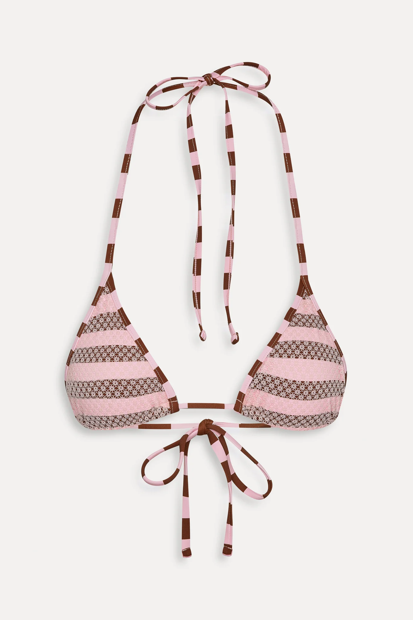 Nick Mesh Striped Bikini Top - Strawberry Chocolate - Image 3
