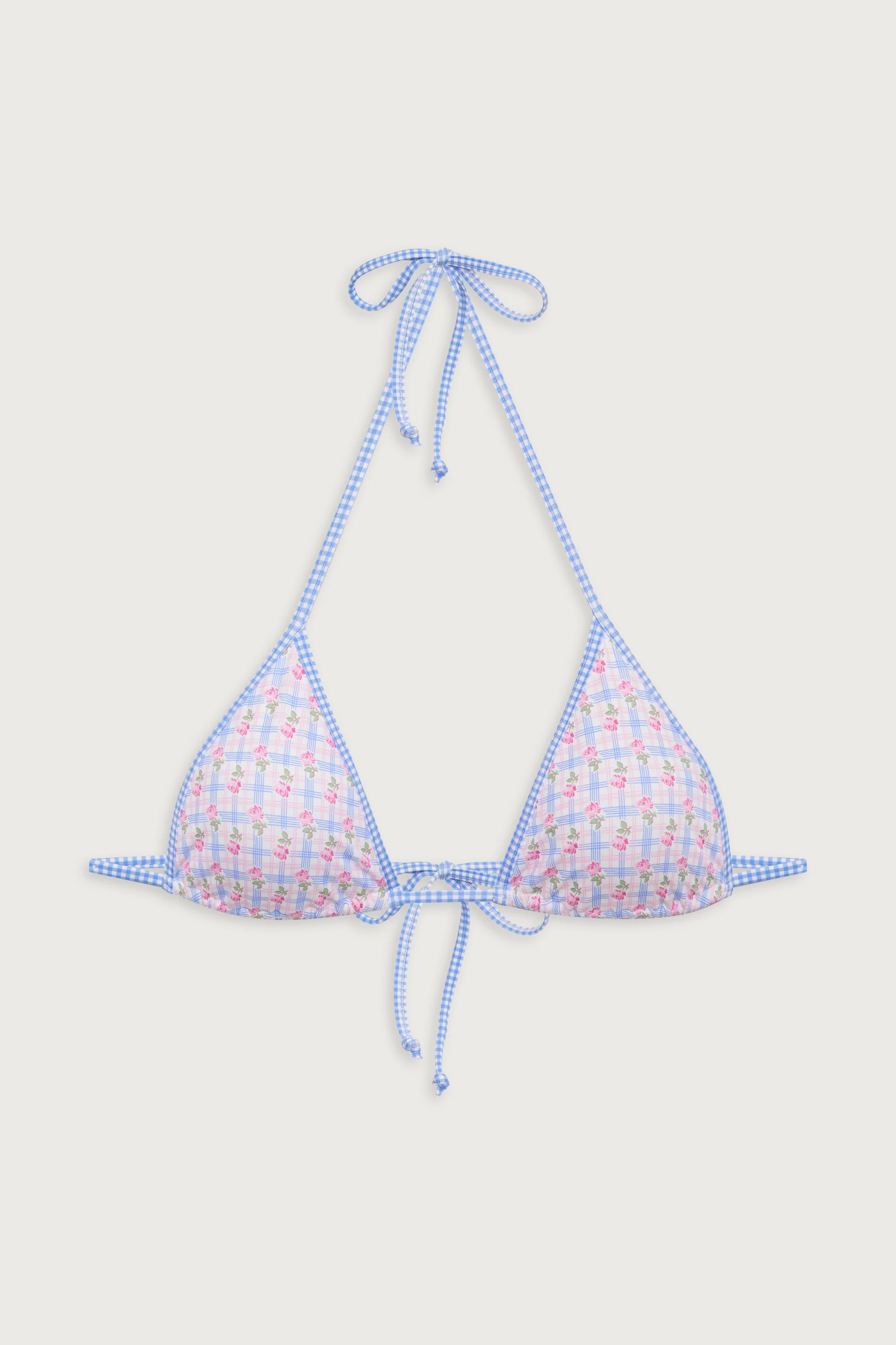 Nick Plaid Triangle Bikini Top - Rose Picnic - Image 3