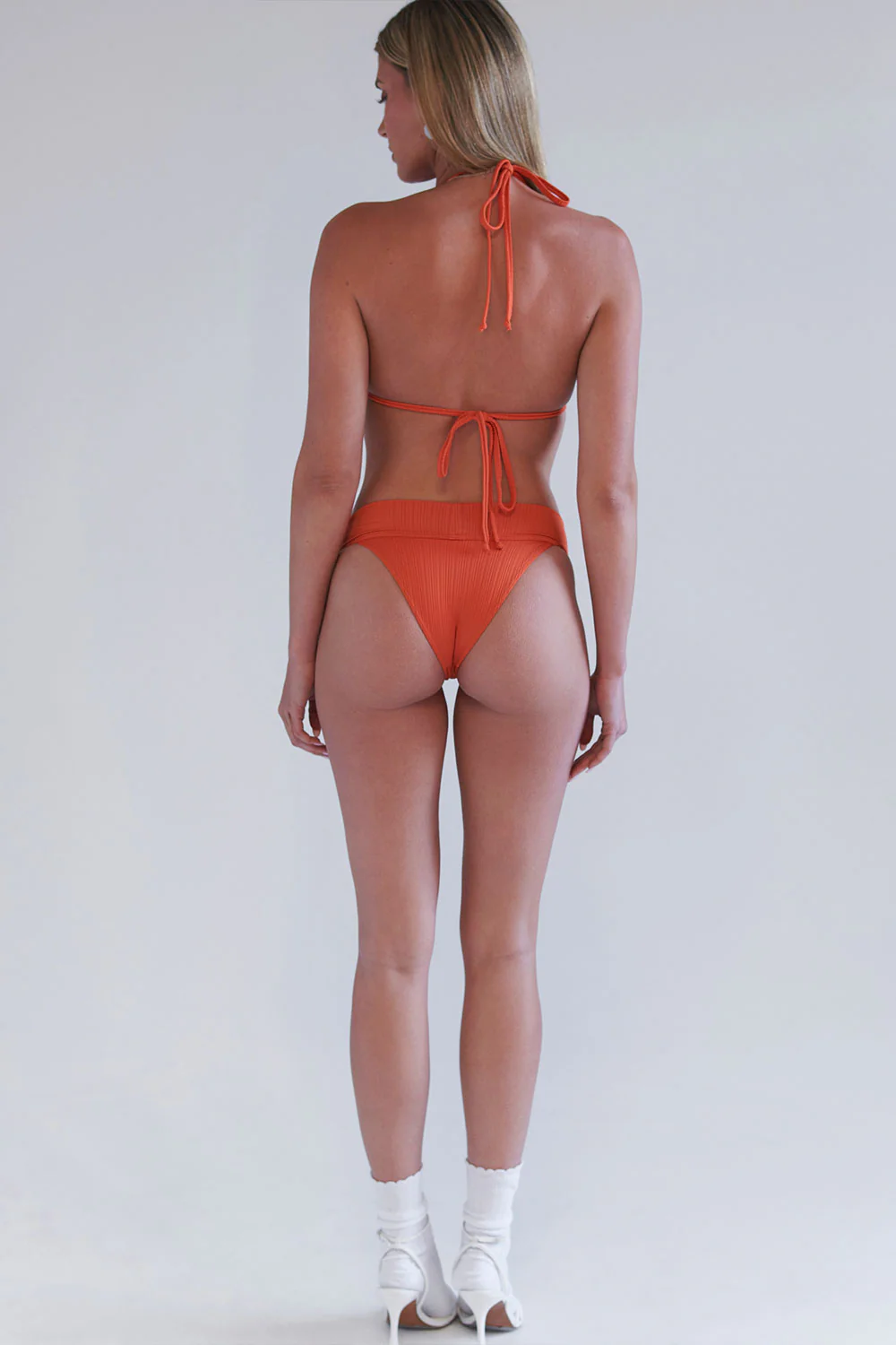 Nick Plissé Triangle Bikini Top - Mango - Image 3