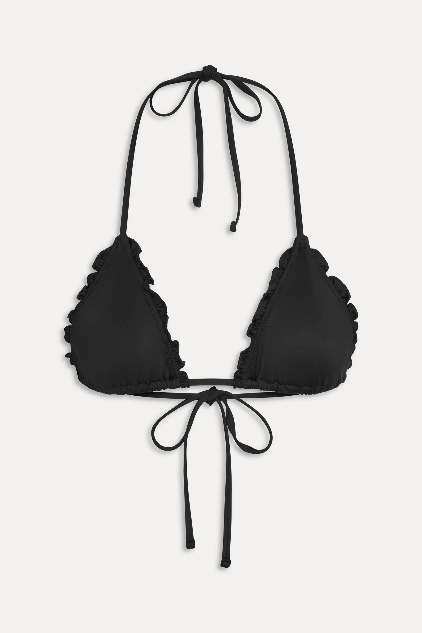 Nick Ruffle Triangle Bikini Top - Black - Image 3