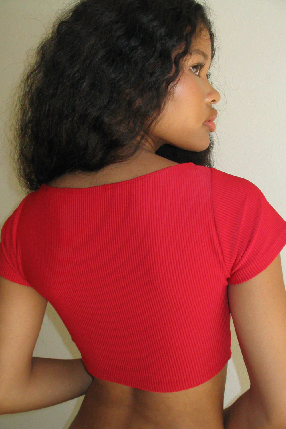 Nicolette Ribbed Bikini Top - Crimson - Image 4
