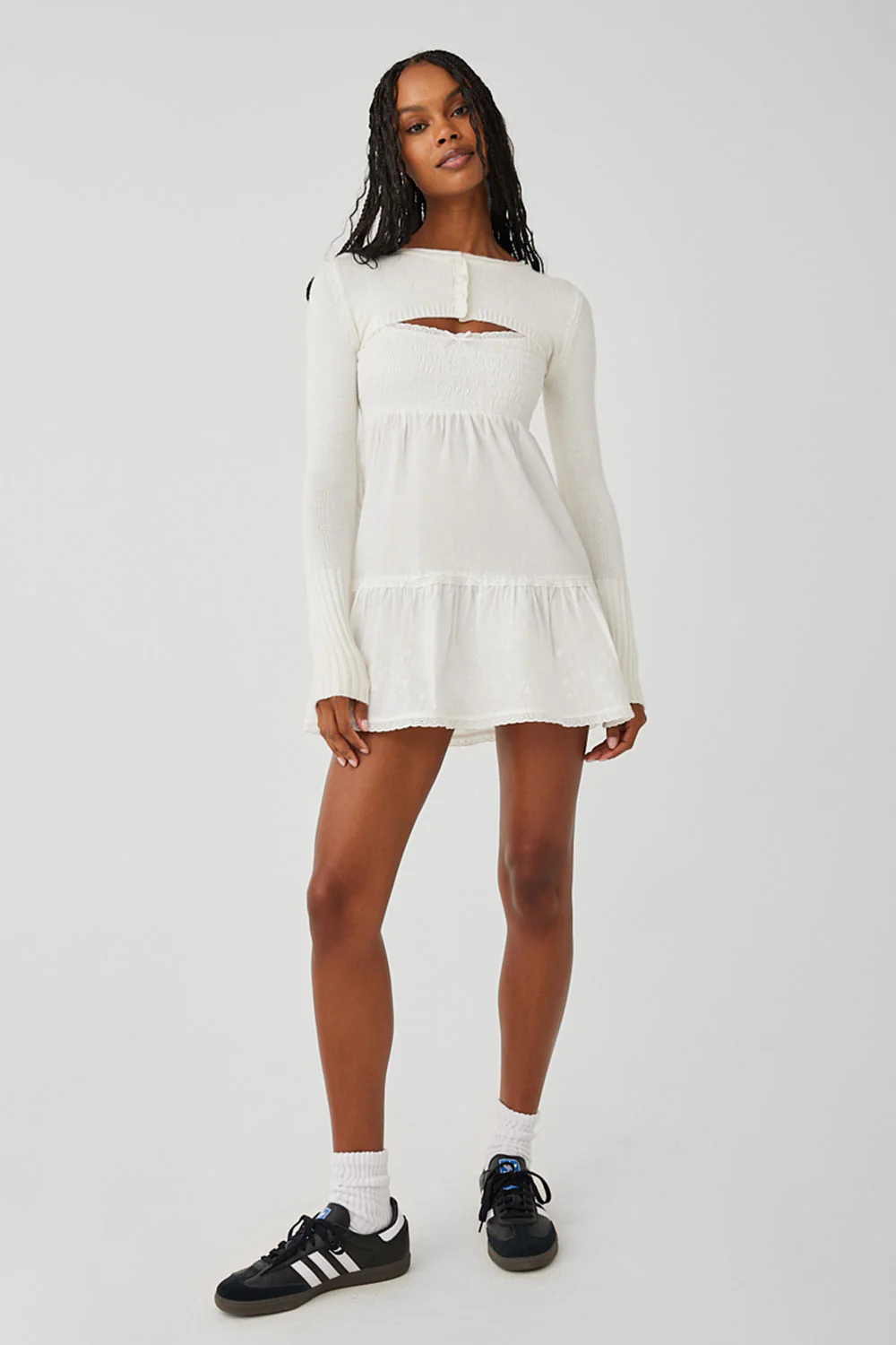 Nina Cloud Knit Shrug Top - White - Image 4