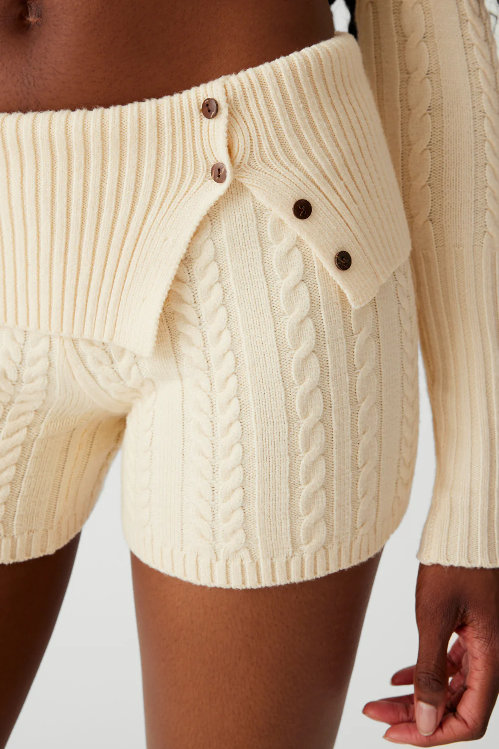 Nolan Cable Cloud Knit Mini Short - French Vanilla - Image 4