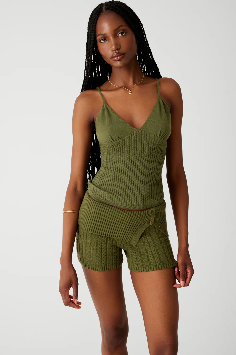 Nolan Cable Cloud Knit Mini Short - Jade Green - Image 3