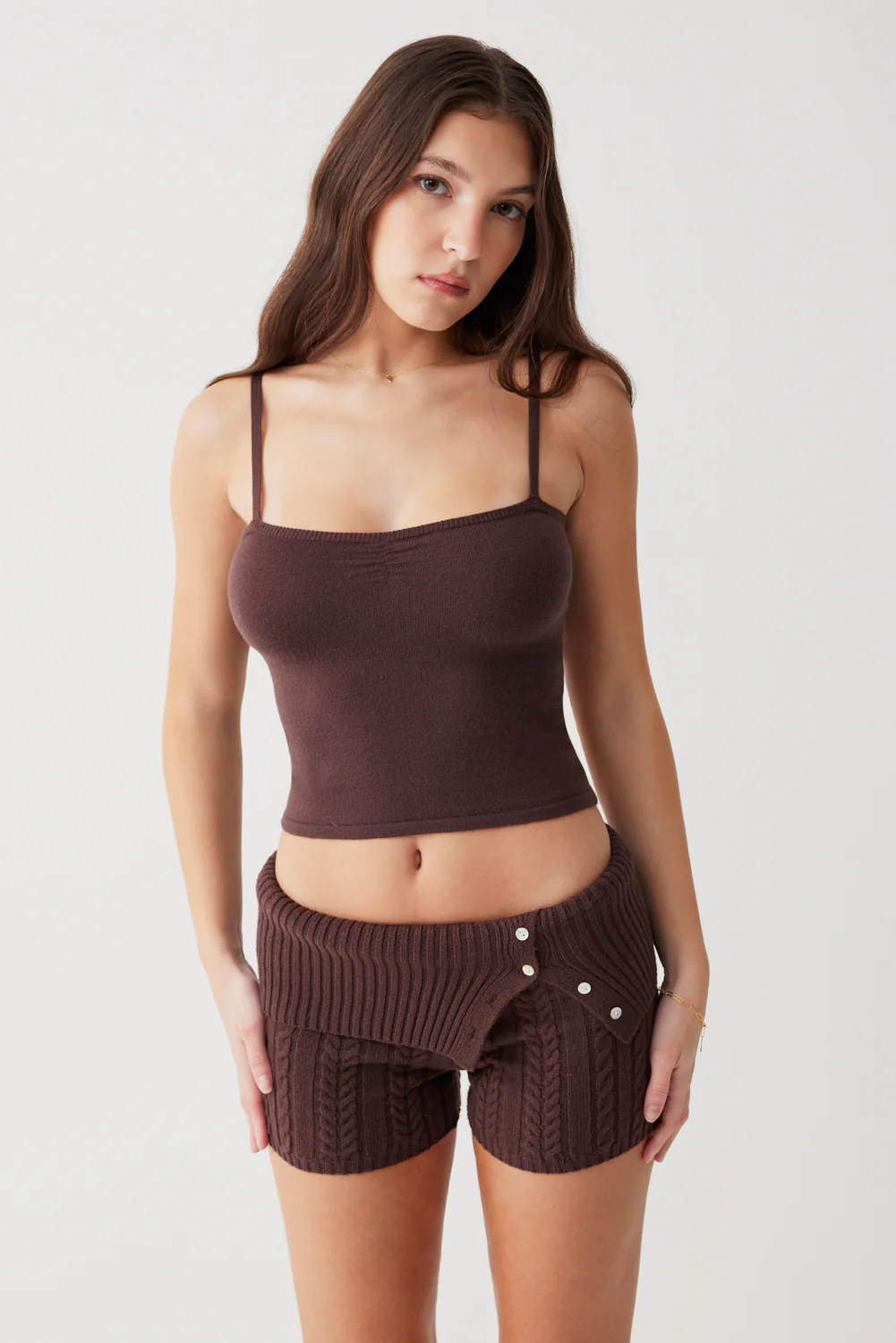 Nolan Cable Cloud Knit Mini Short - Mocha - Image 4