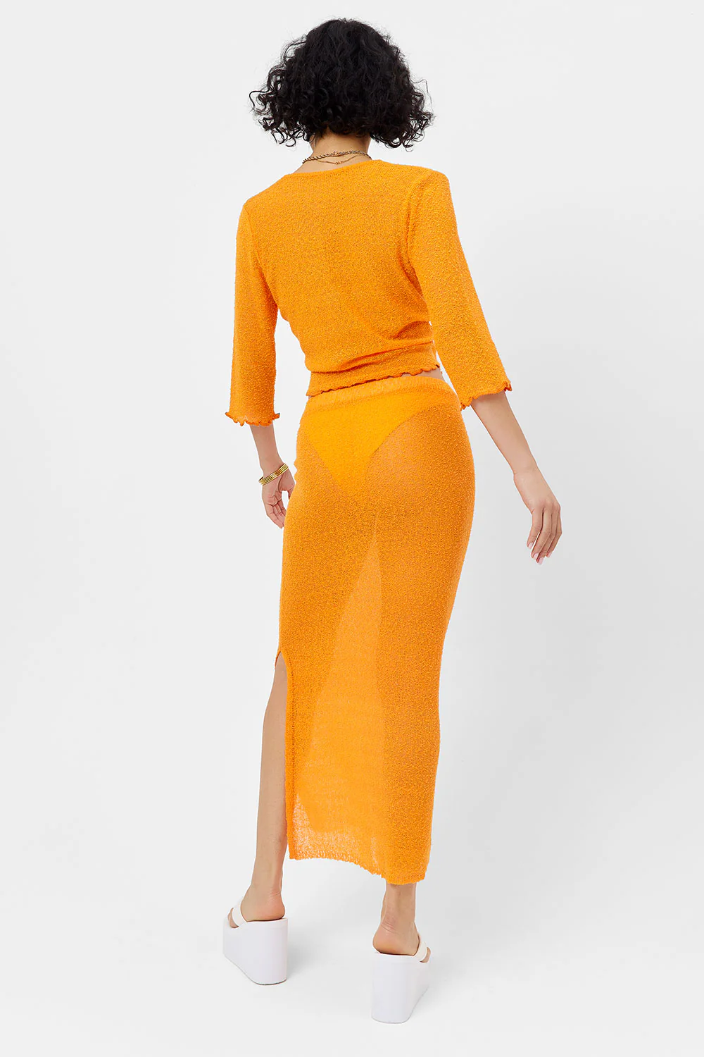 Opal Knit Midi Skirt - Orange Novelty - Image 3