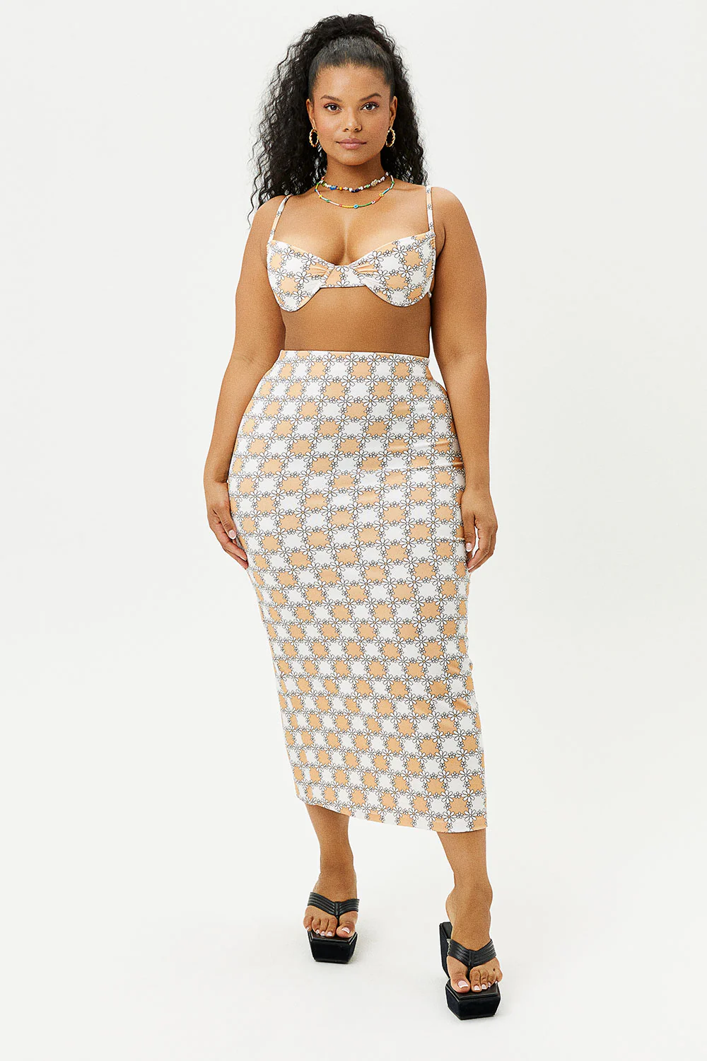 Opal Terry Midi Skirt - Nude Daisy - Image 4