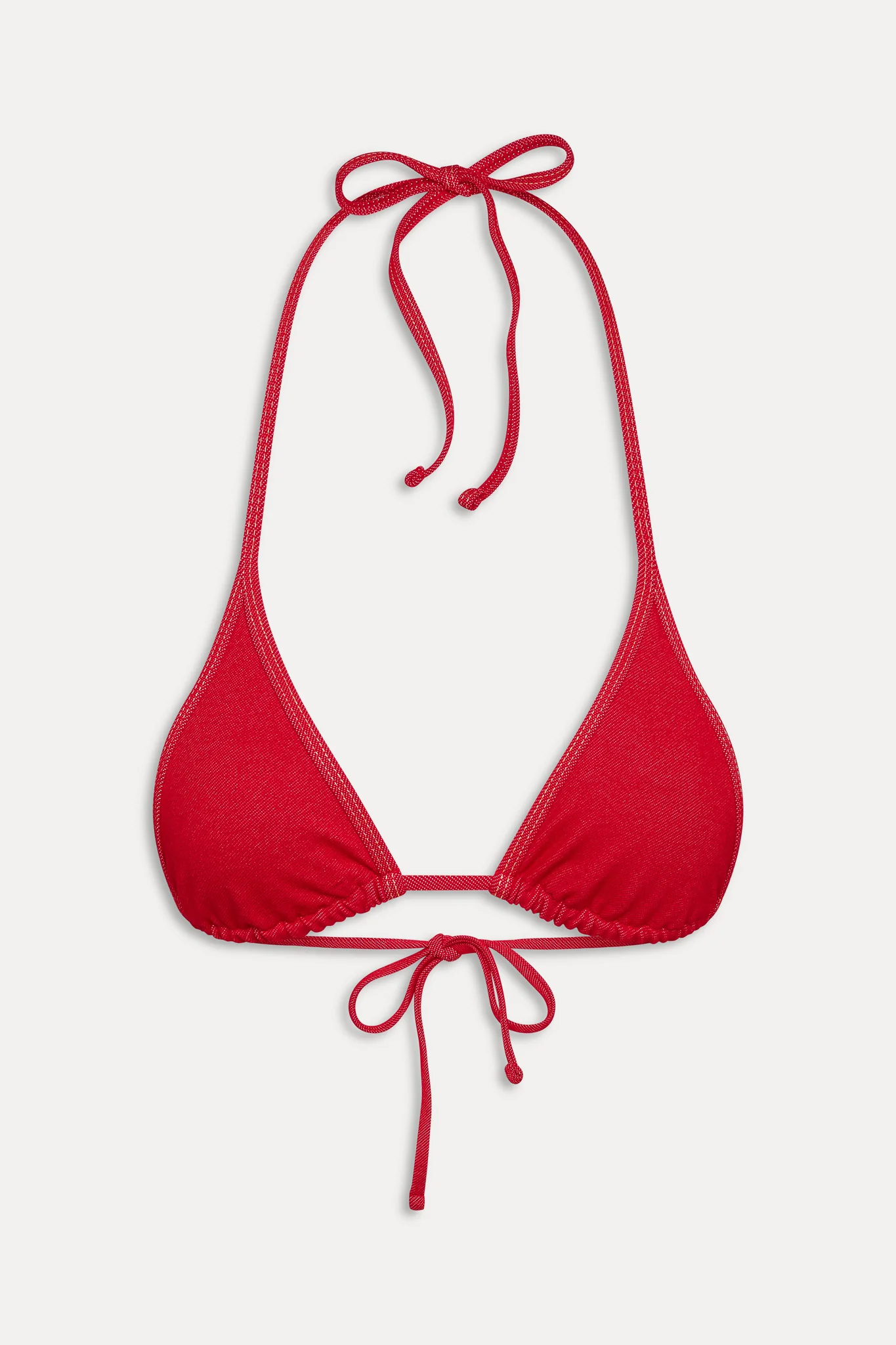 Paradise Denim Halter Bikini Top - Red Denim - Image 3