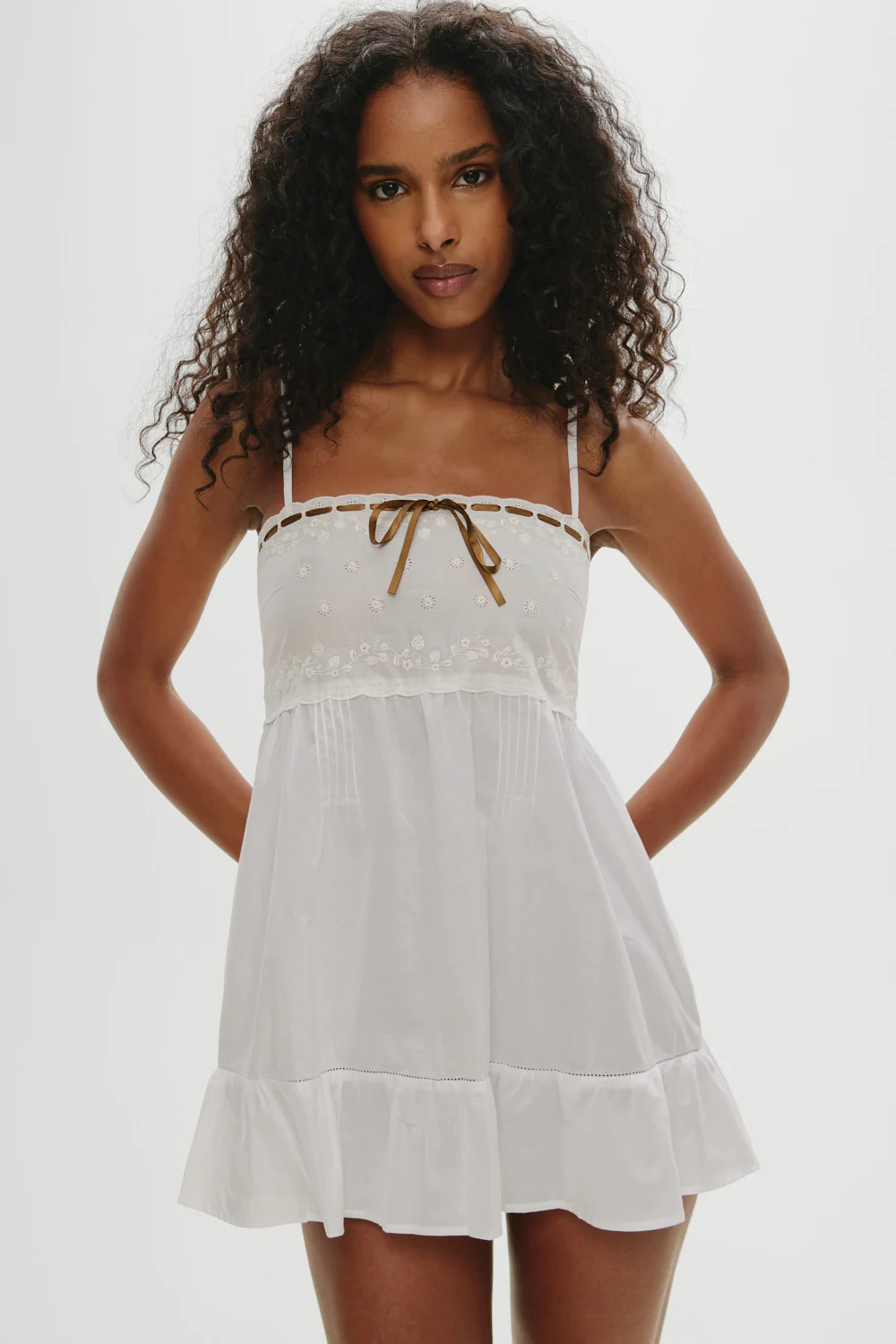 Paris Cotton Babydoll Dress - Daisy White