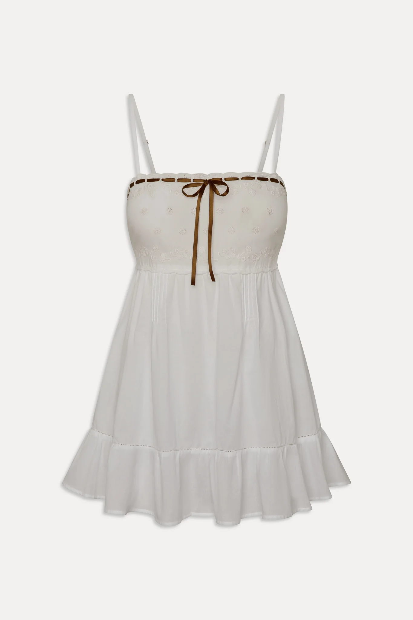 Paris Cotton Babydoll Dress - Daisy White - Image 3