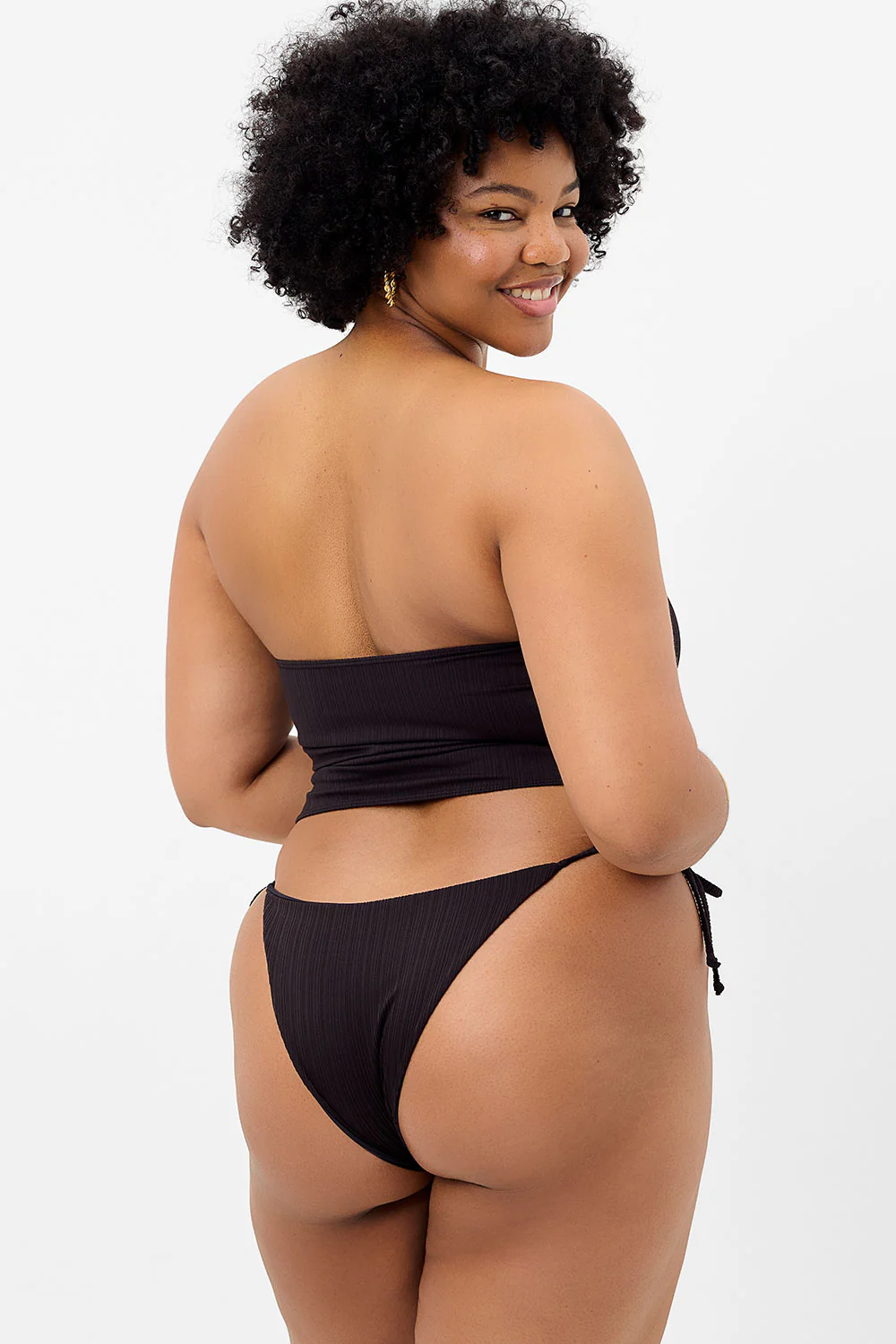 Peace Plissé Strapless Bikini Top - Black - Image 3
