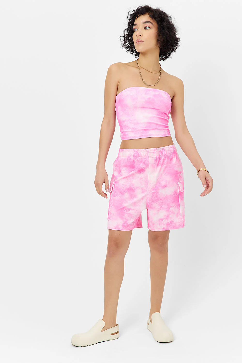 Peace Terry Strapless Bikini Top - Distorted Pink Dye - Image 2