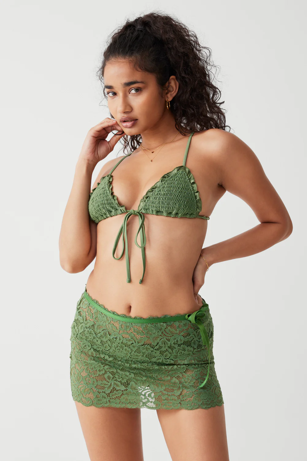 Penny Shine Triangle Bikini Top - Sea Moss - Image 4