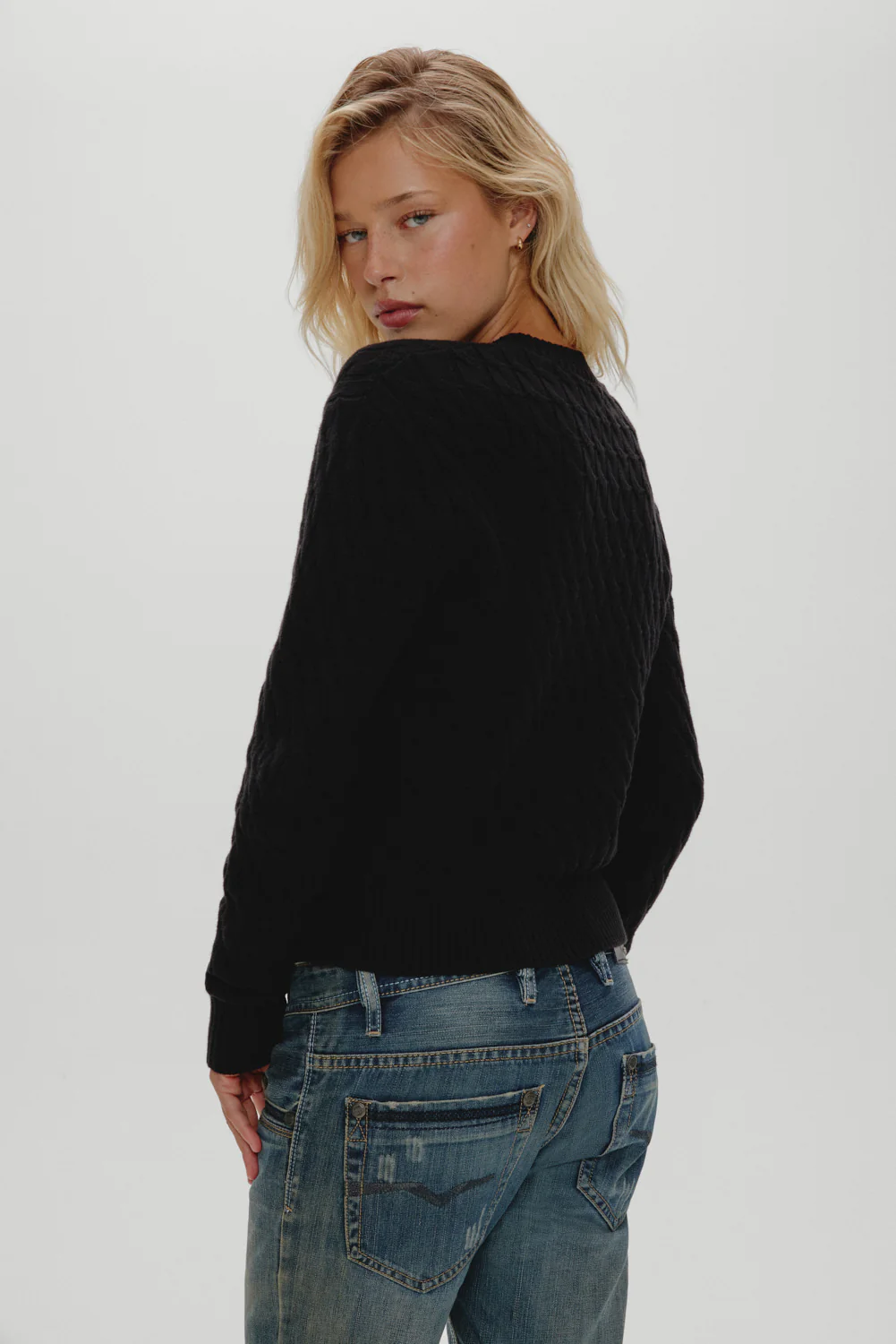 Prince Cable Knit Sweater - Black - Image 6