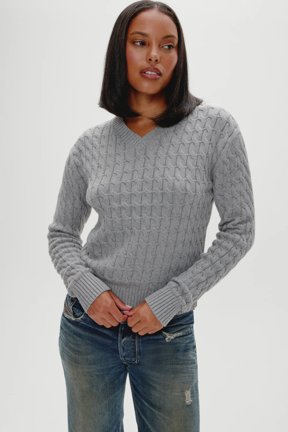 Prince Cable Knit Sweater - Cloud Cover - Image 5