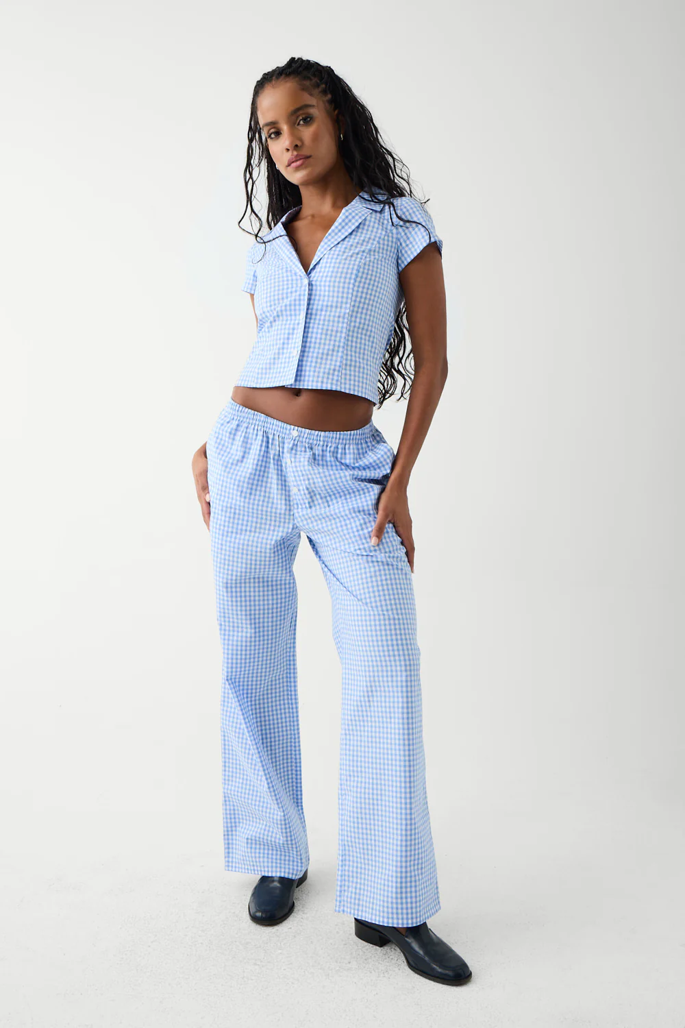 Raleigh Cotton Button Up Shirt - Cloud Gingham - Image 2