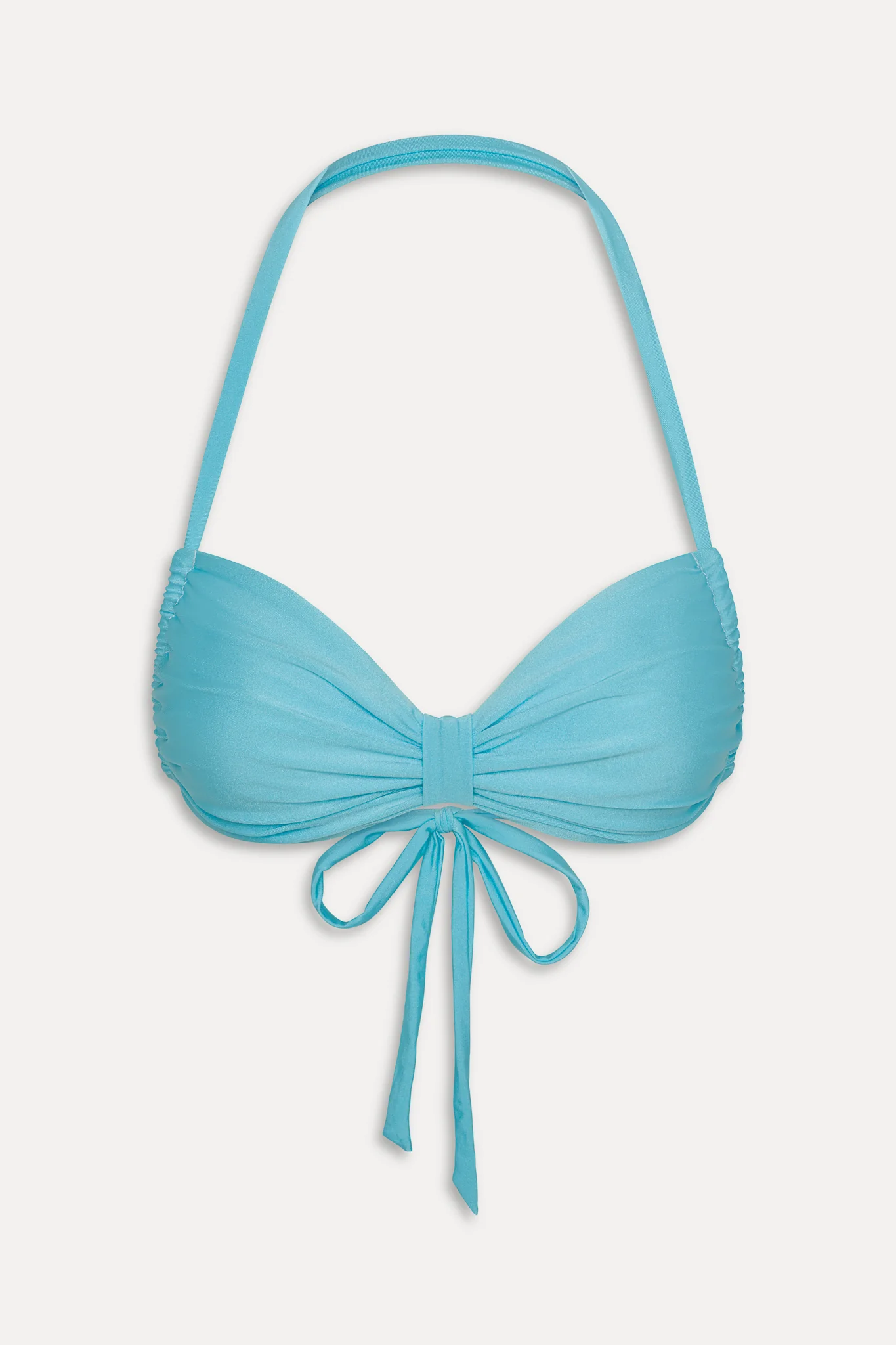 Reece Satin Halter Bikini Top - Cyan Shine - Image 3
