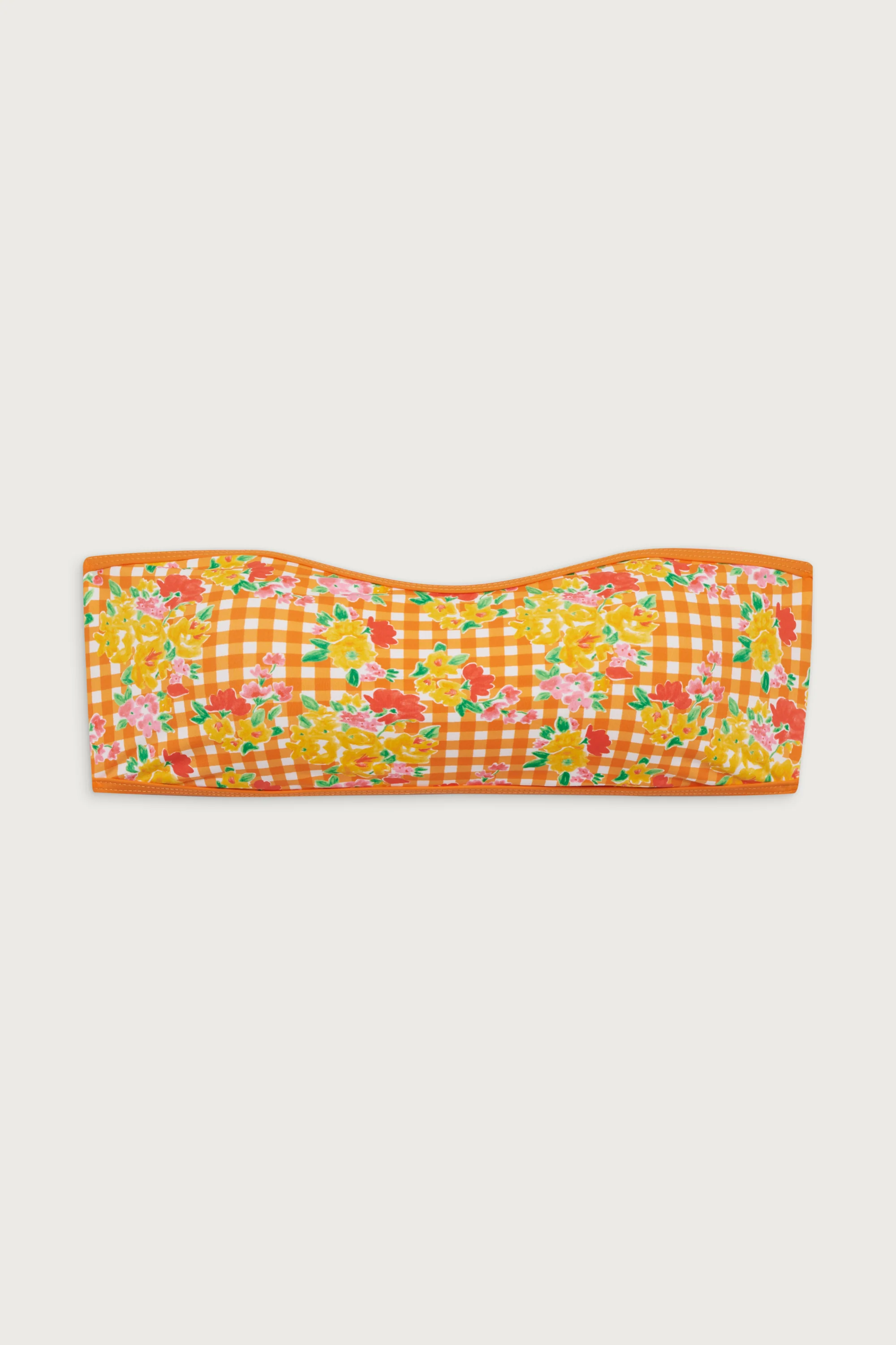 Rosabella Floral Bandeau Bikini Top - Marigold Gingham - Image 3