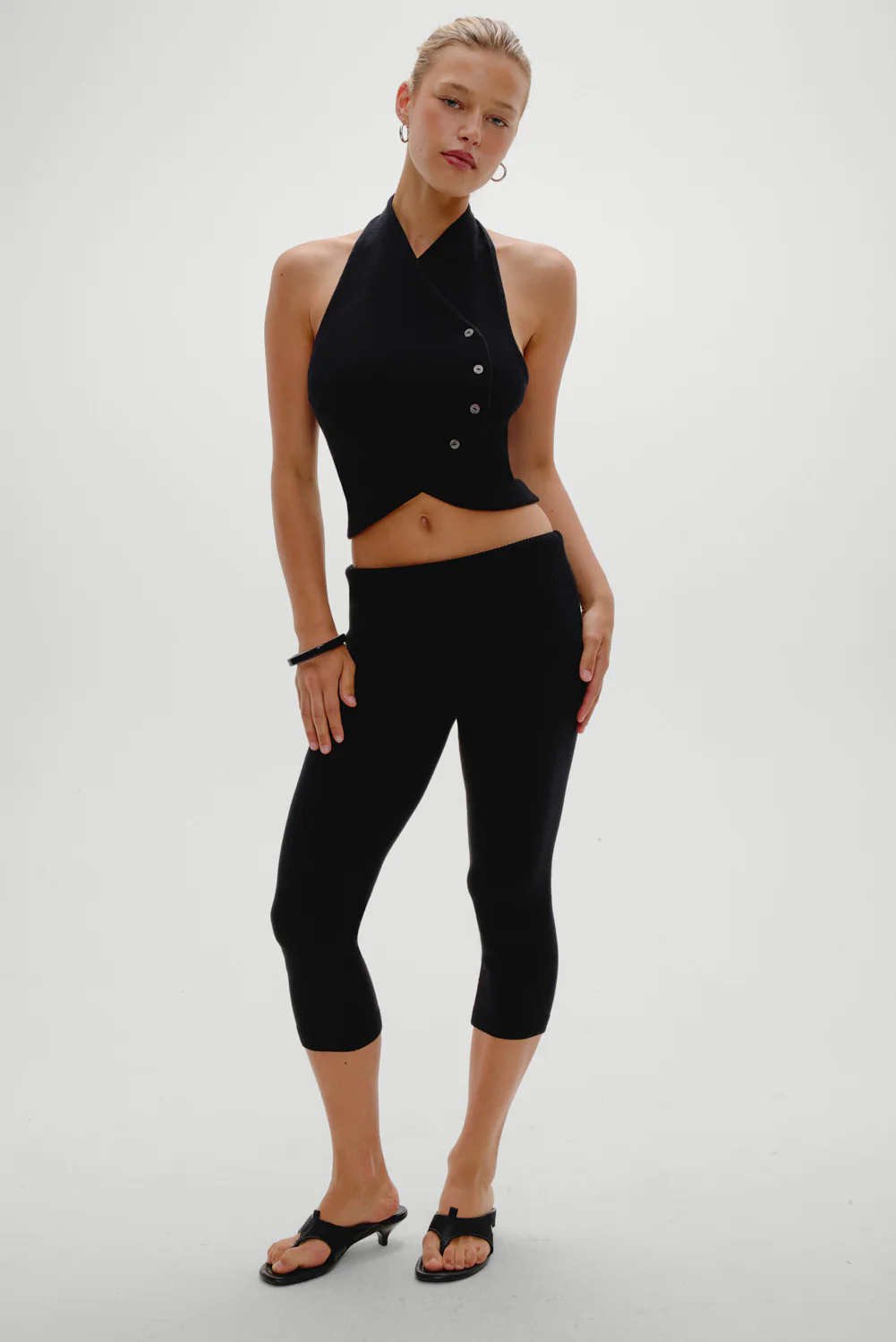 Ryder Knit Halter Top - Black - Image 5