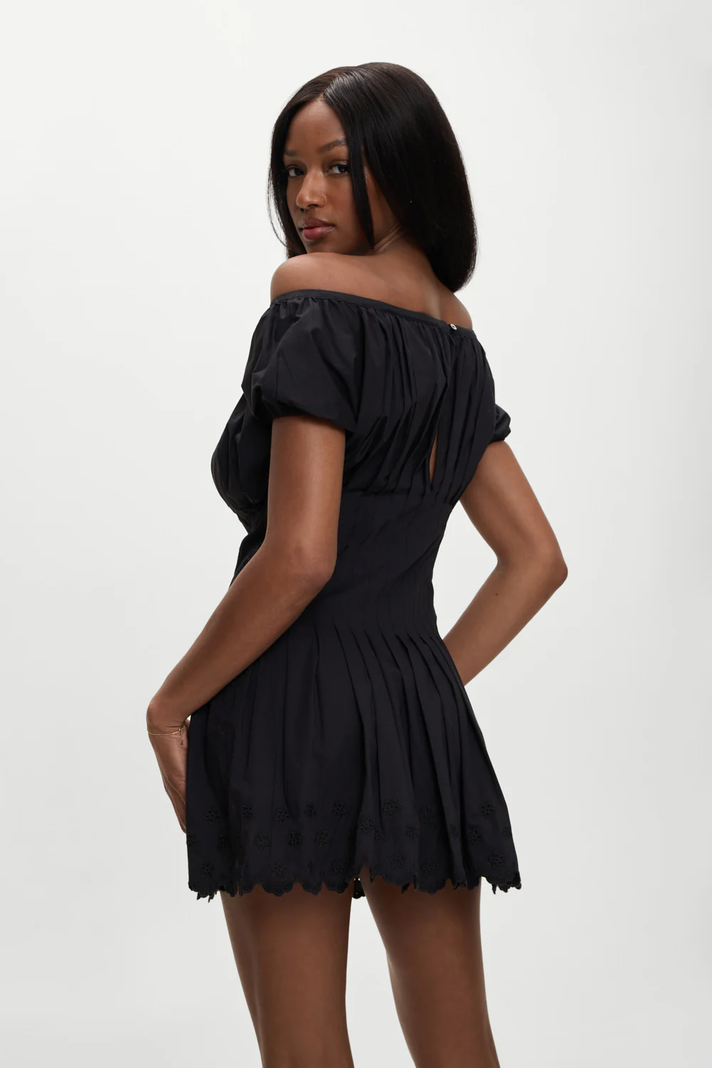 Sadie Embroidered Mini Dress - Black - Image 4