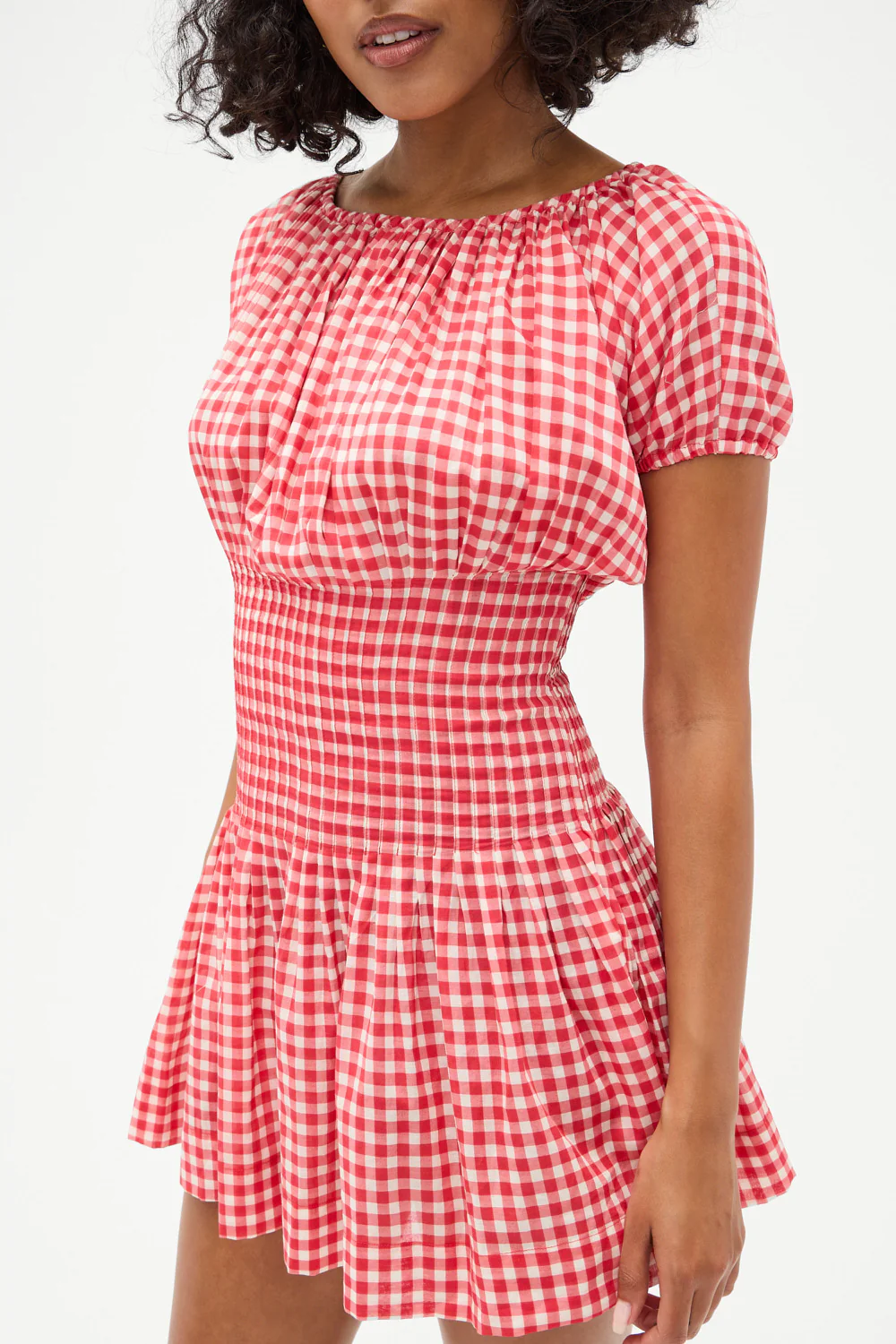Sadie Gingham Mini Dress - Cherry Gingham