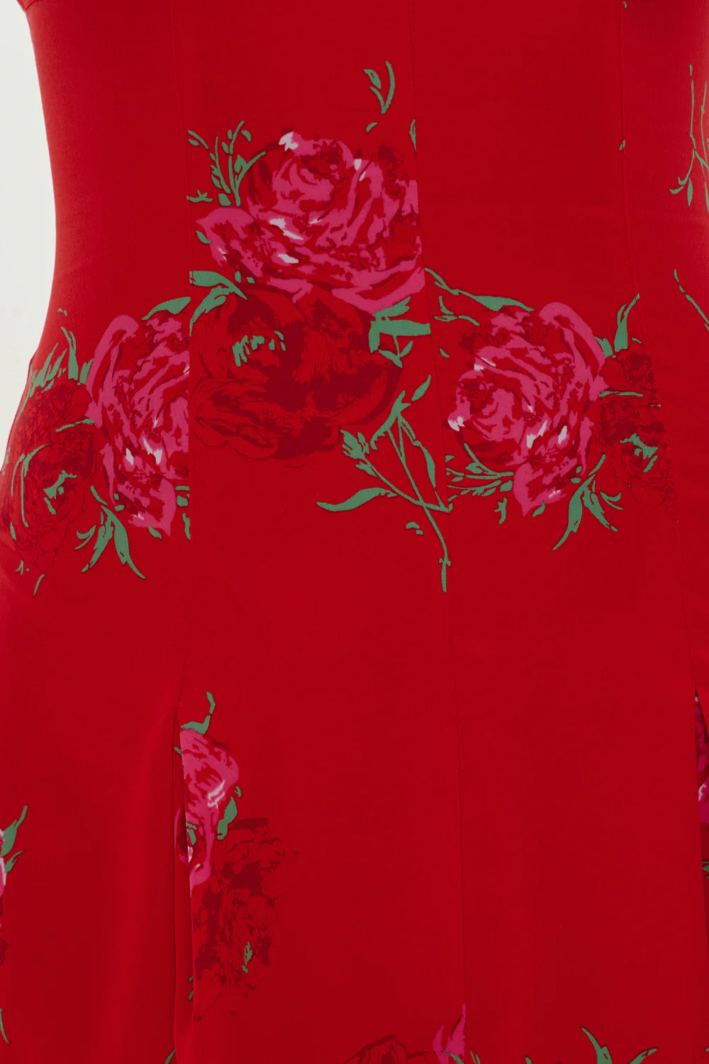 Siren Satin Mini Dress - Red Rose Brushstroke - Image 6