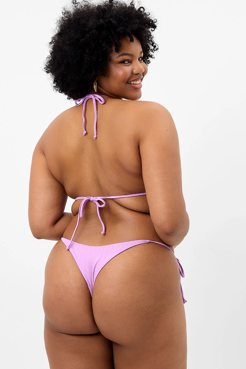 Sky Plissé String Bikini Bottom - Wisteria - Image 2