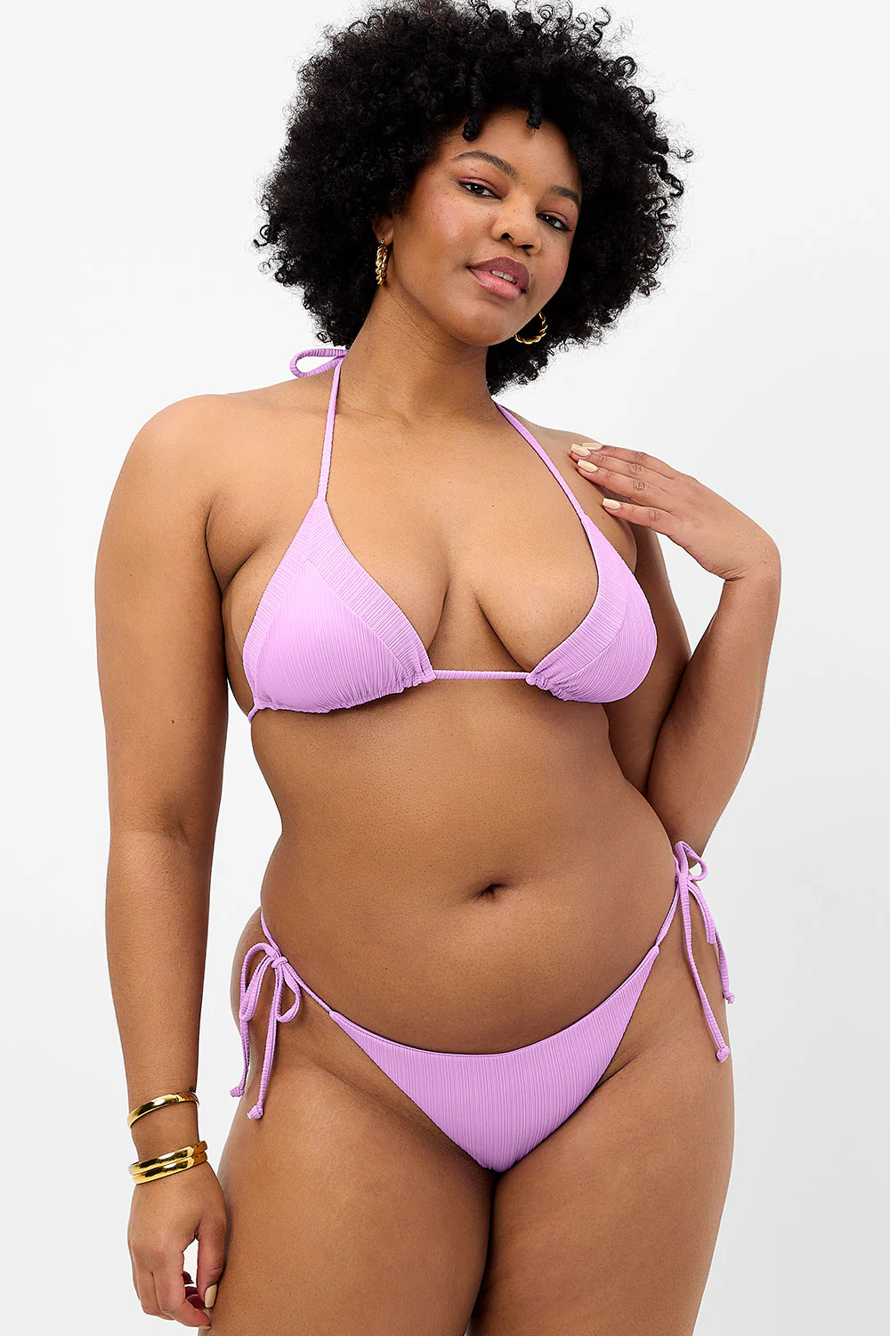 Sky Plissé String Bikini Bottom - Wisteria - Image 3