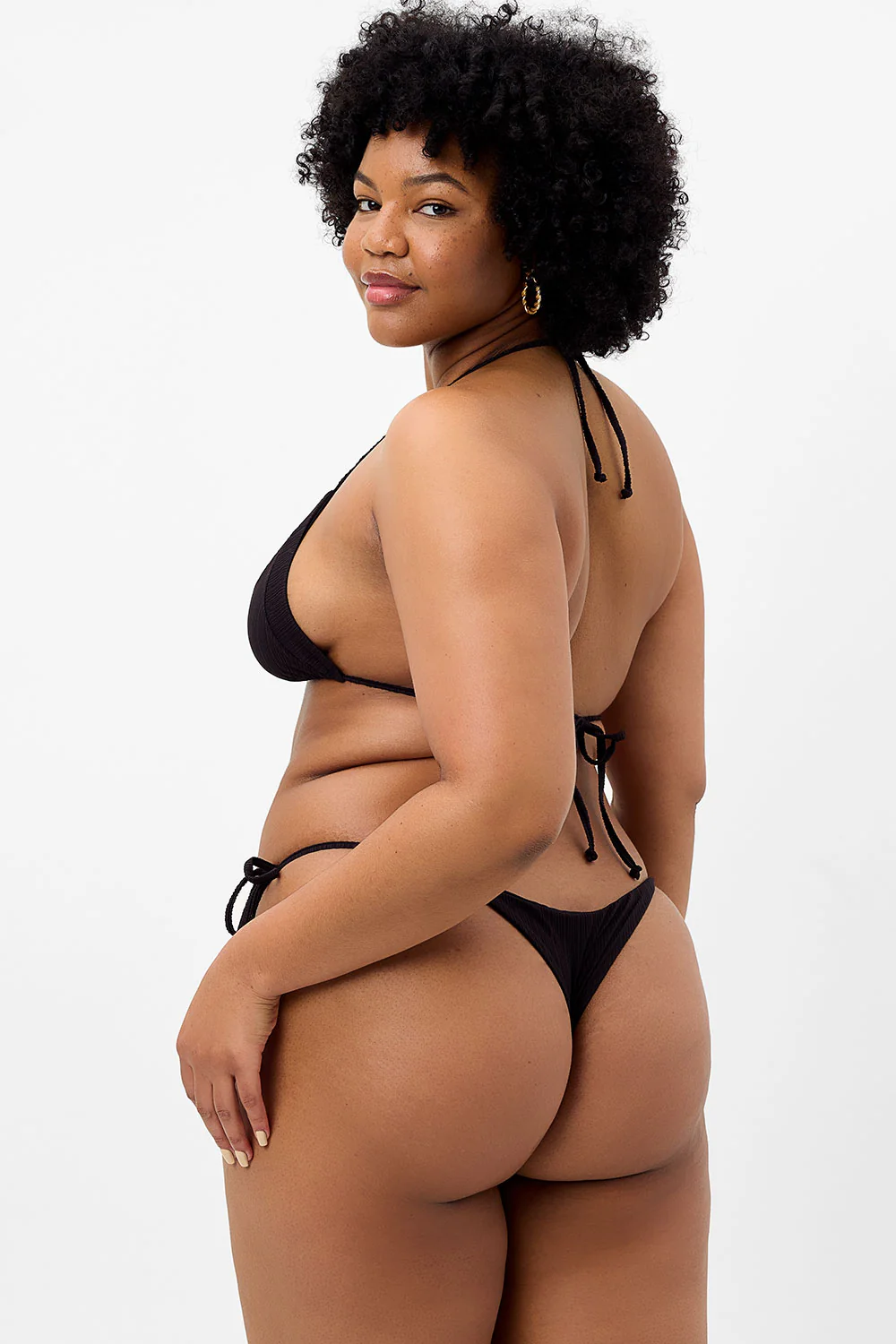 Sky Plissé String Bikini Top - Black - Image 3