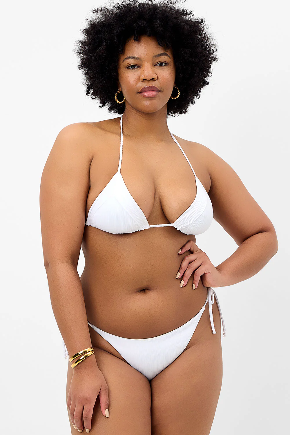 Sky Plissé String Bikini Top - Optic White - Image 2