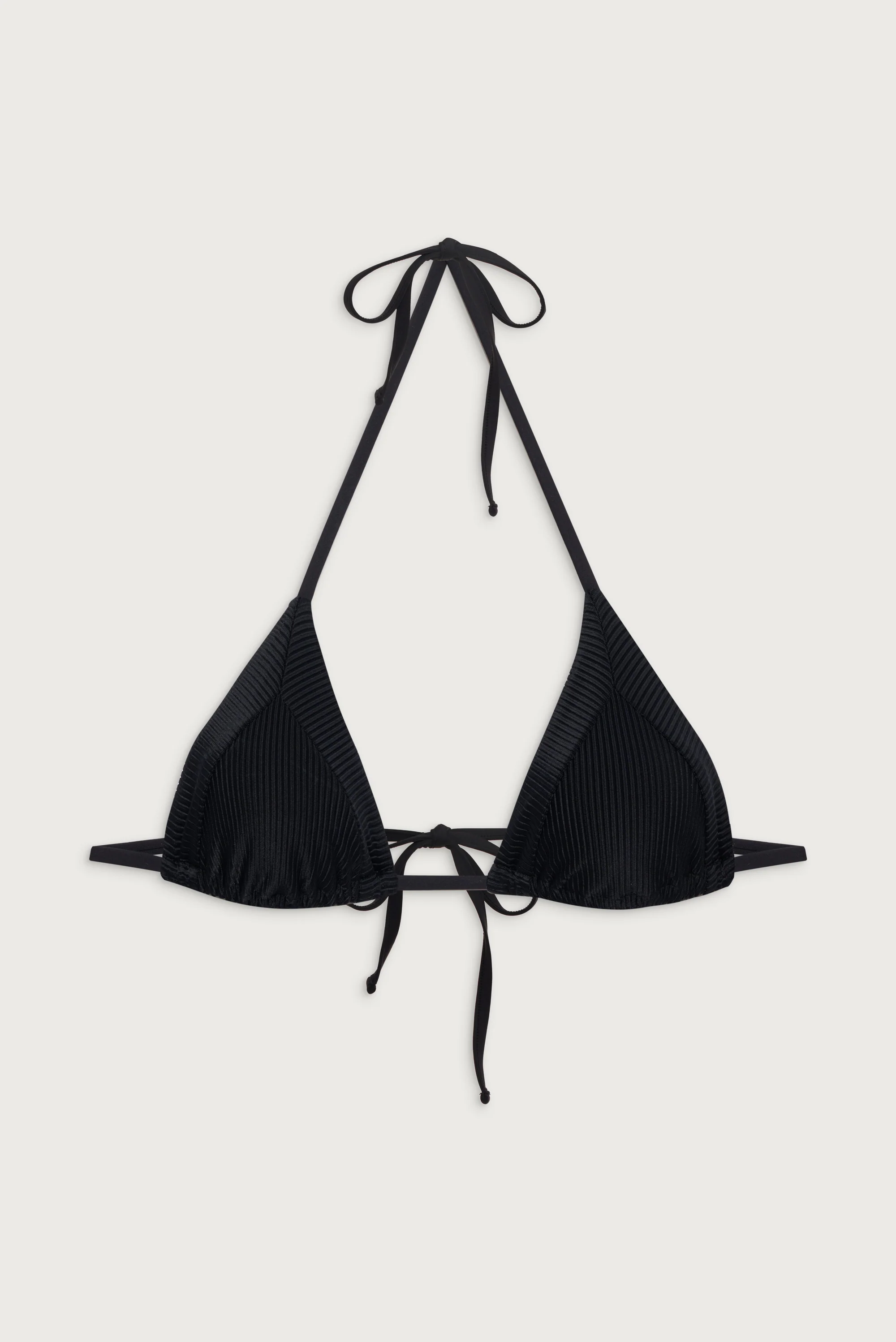 Sky Ribbed Triangle Bikini Top - Black - Image 3