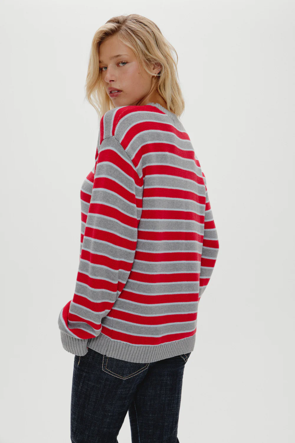 Sloane Oversized Knit Sweater - Cloud Cover Stripe - Image 4