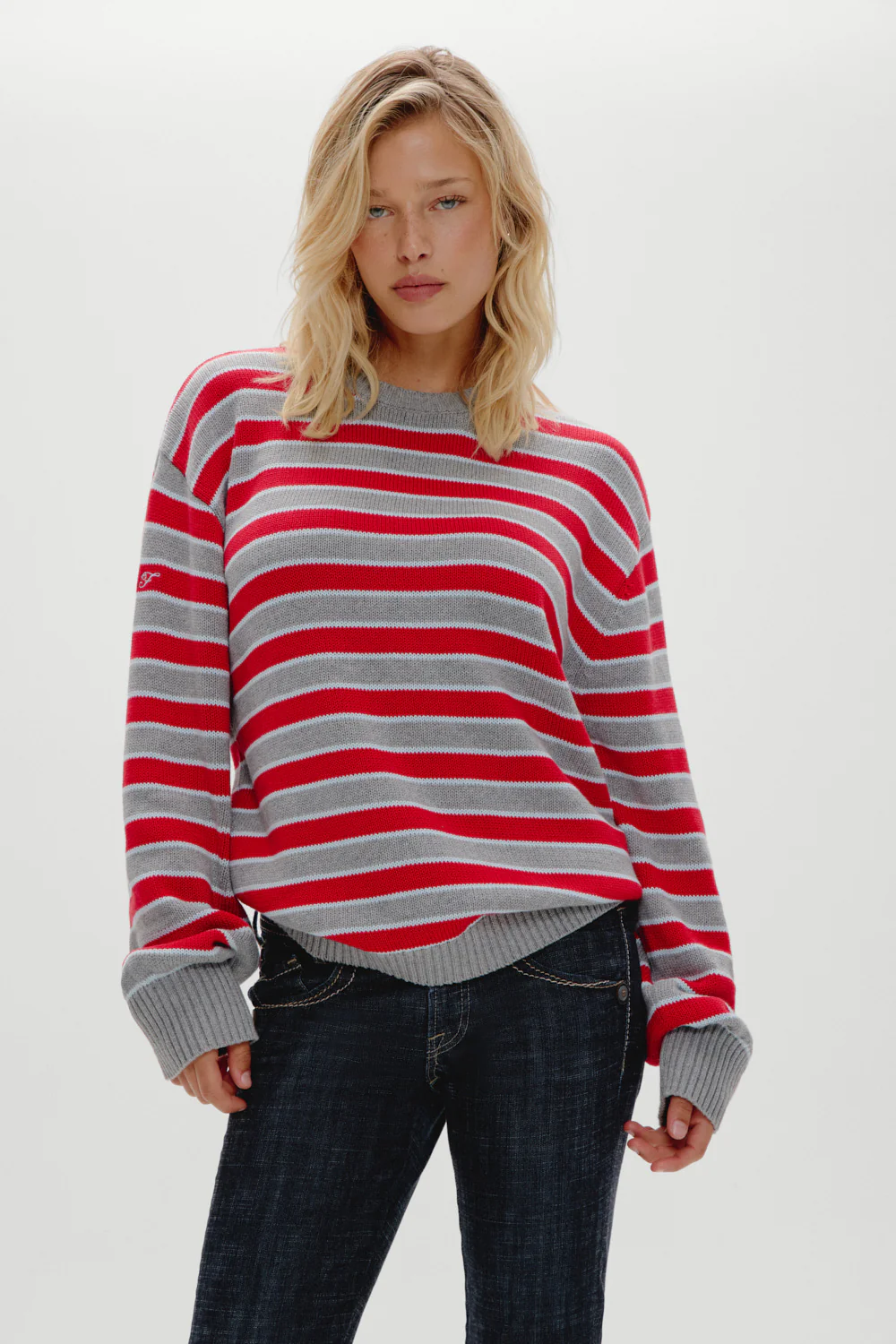 Sloane Oversized Knit Sweater - Cloud Cover Stripe - Image 5
