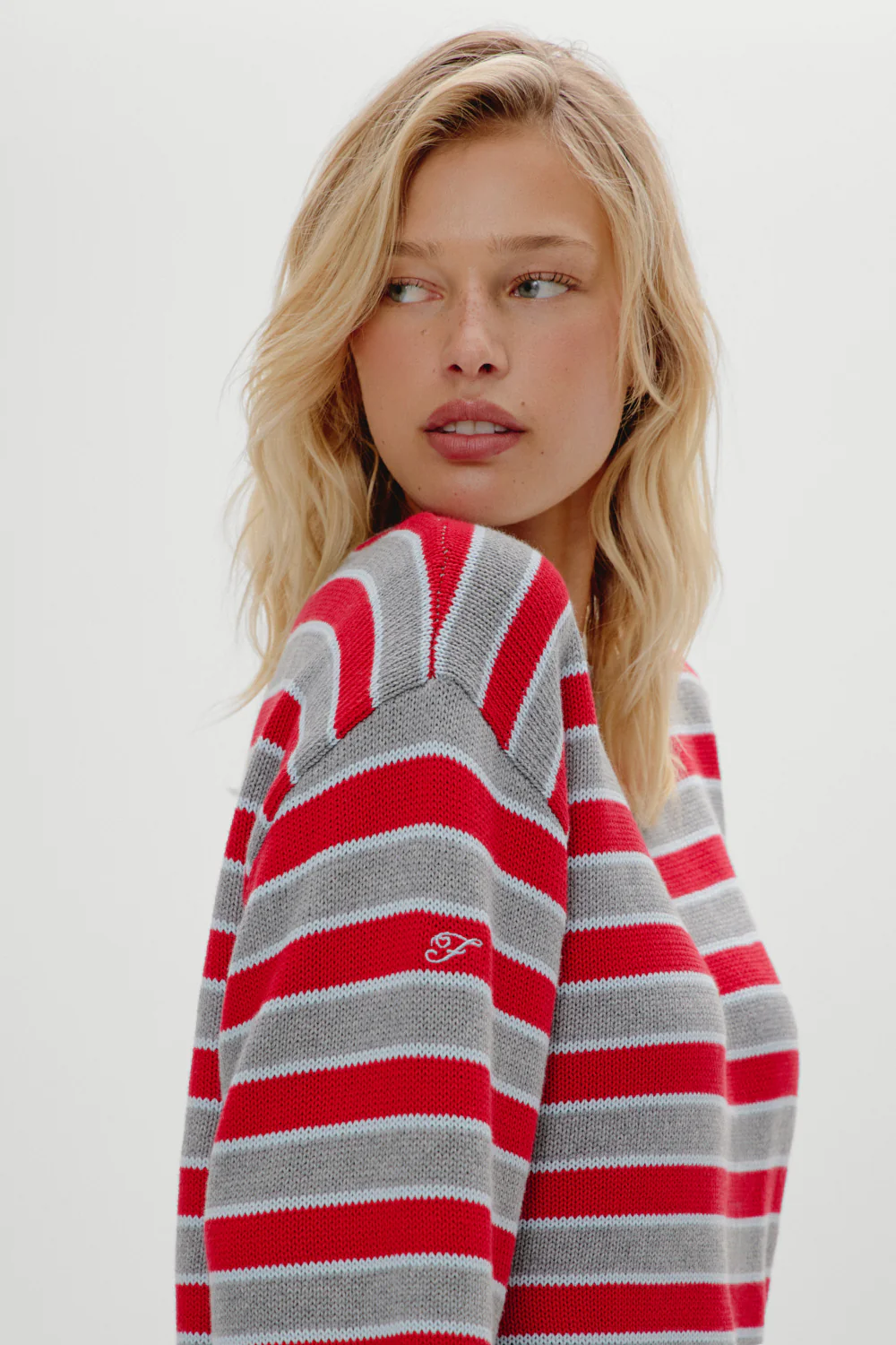 Sloane Oversized Knit Sweater - Cloud Cover Stripe - Image 6