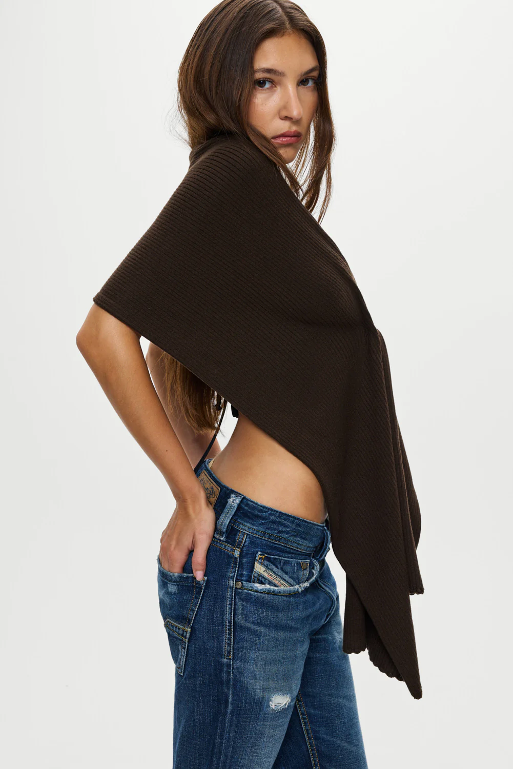 Snug Knit Scarf - Chocolate Brown - Image 5