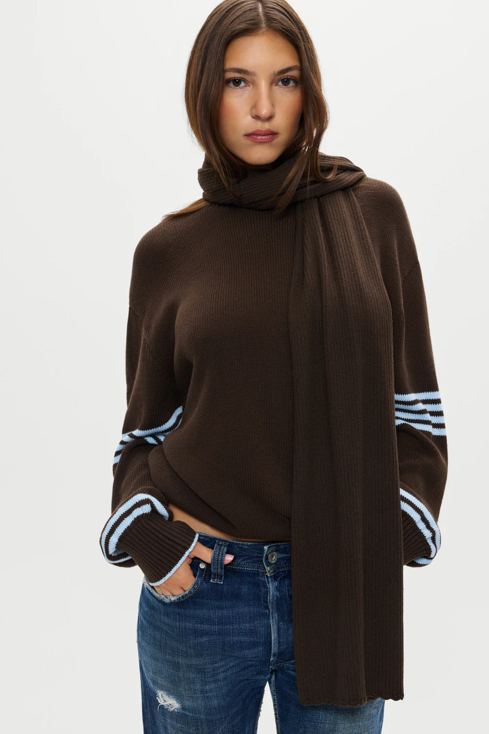 Snug Knit Scarf - Chocolate Brown - Image 6