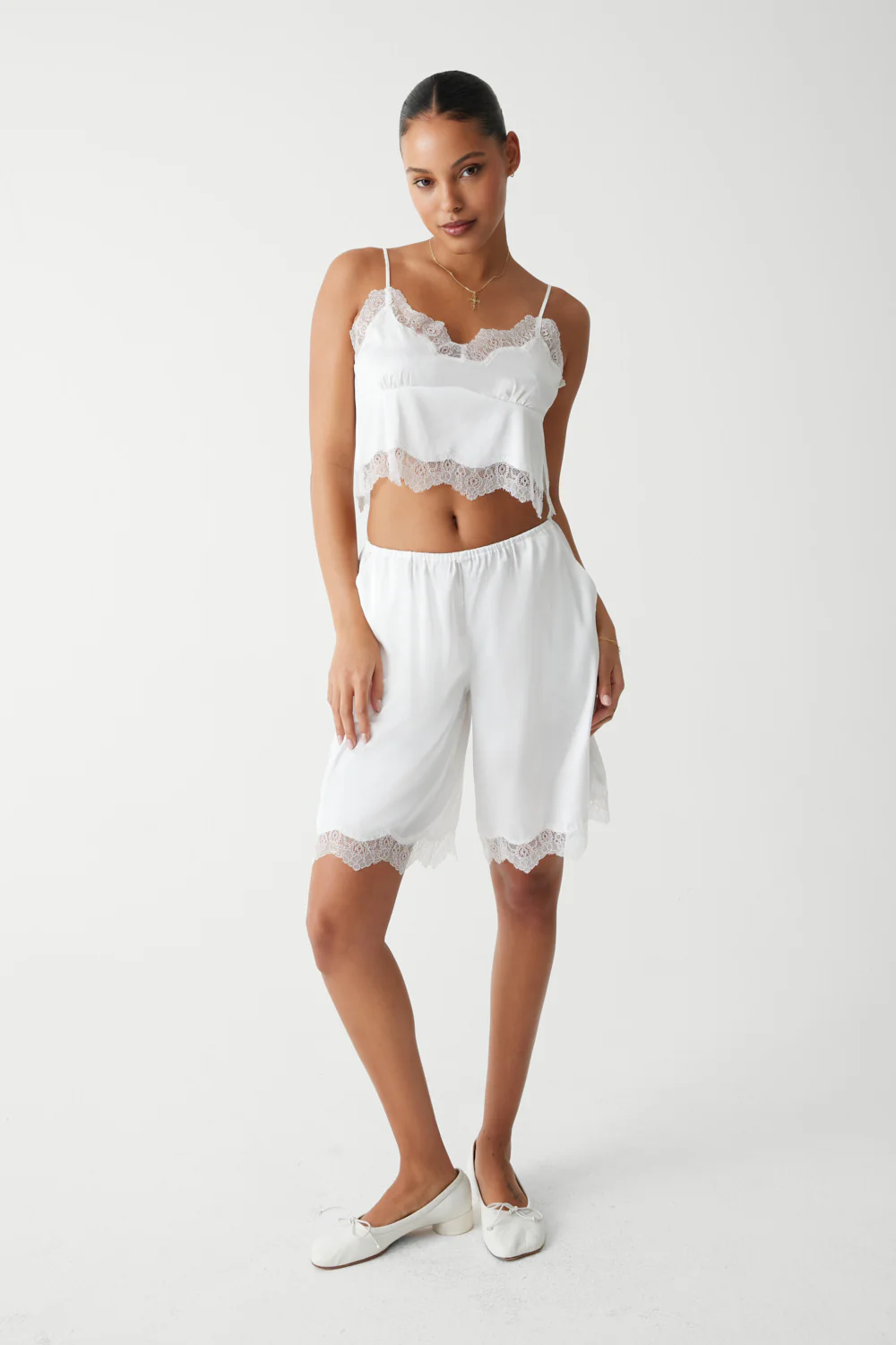 Snuggle Satin Camisole - White - Image 4