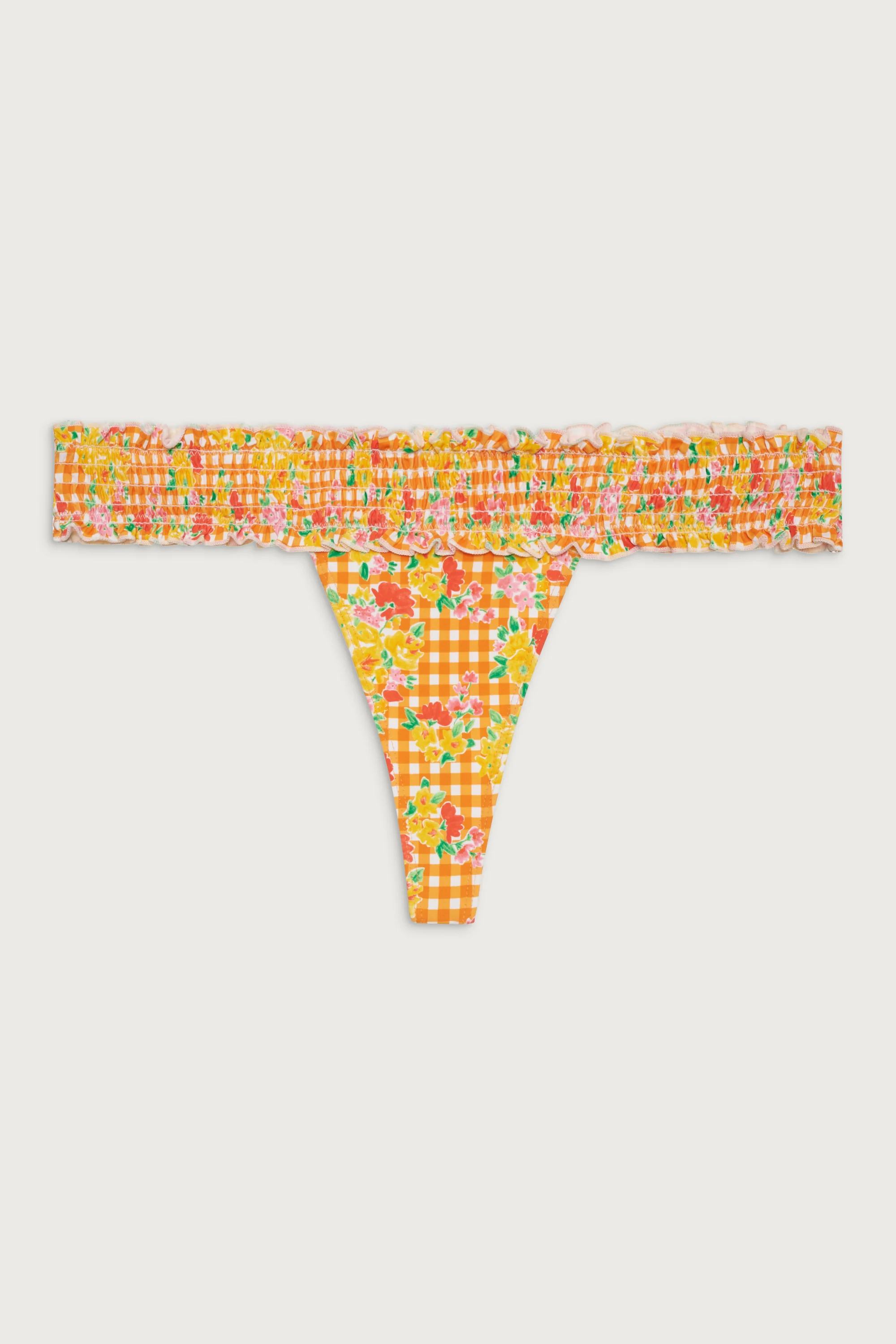 Sofia Floral Micro Bikini Bottom - Marigold Gingham - Image 3