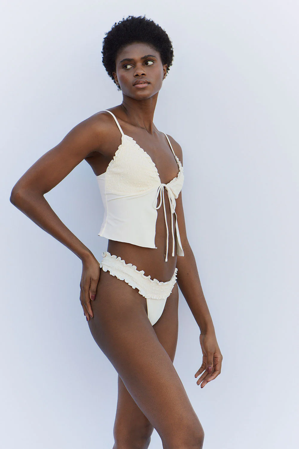 Sofia Ruffle Thong Bikini Bottom - Sunrose - Image 2