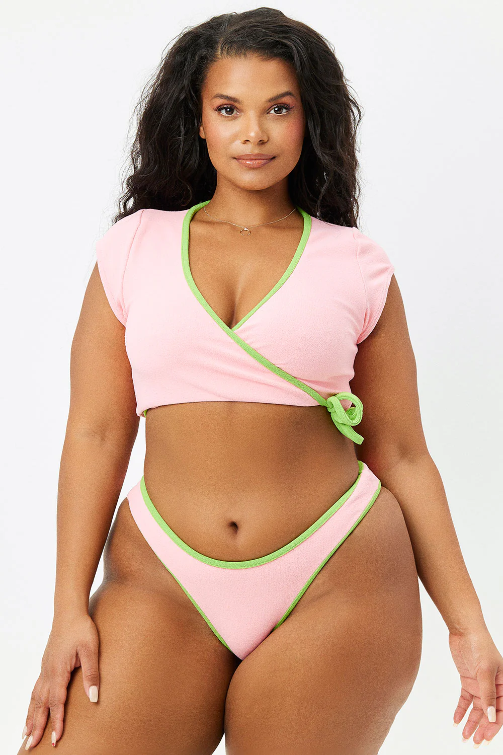 Soleil Terry Tie Front Bikini Top - Summer Melon - Image 2