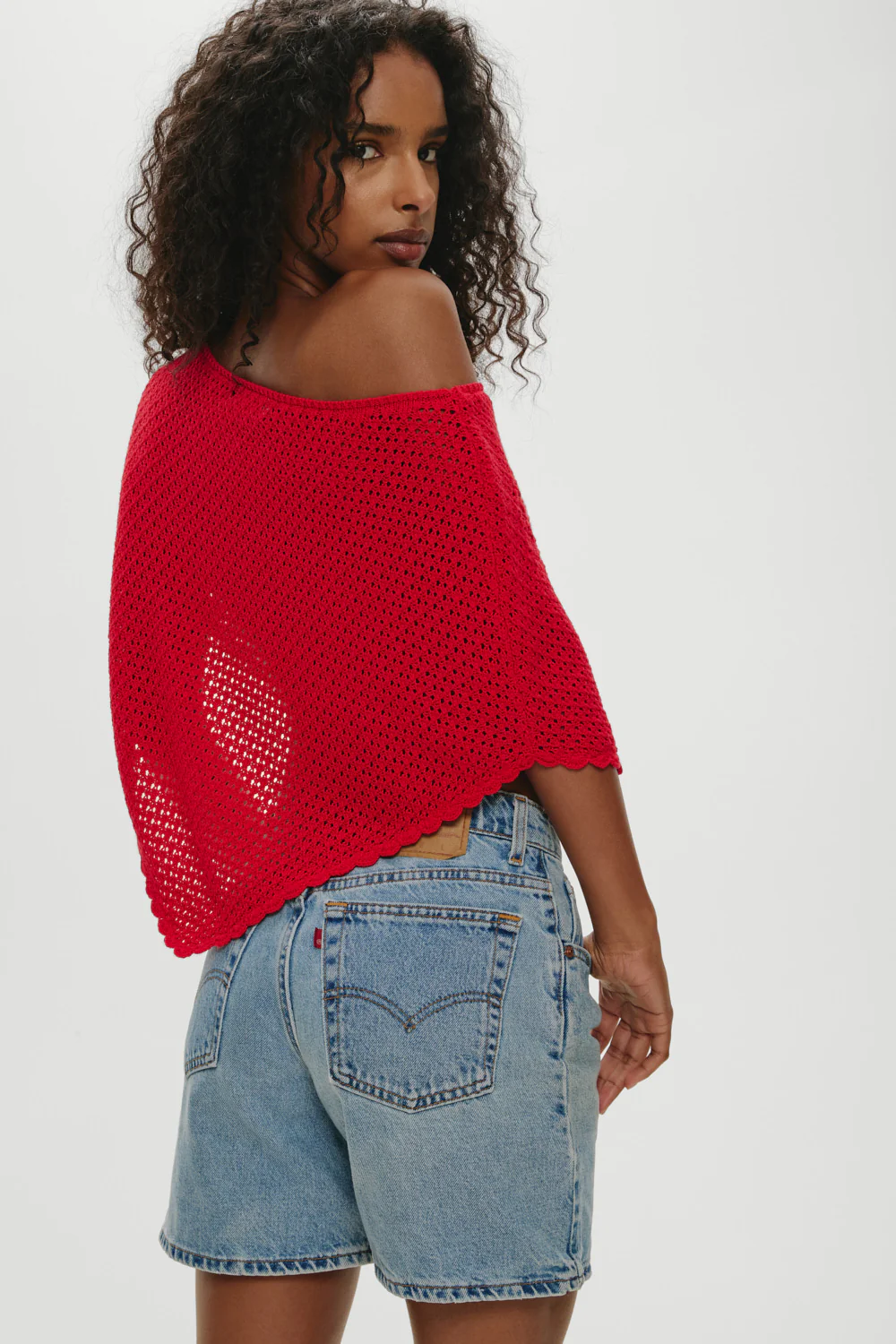 Sophie Crochet Poncho - Red Rose - Image 5