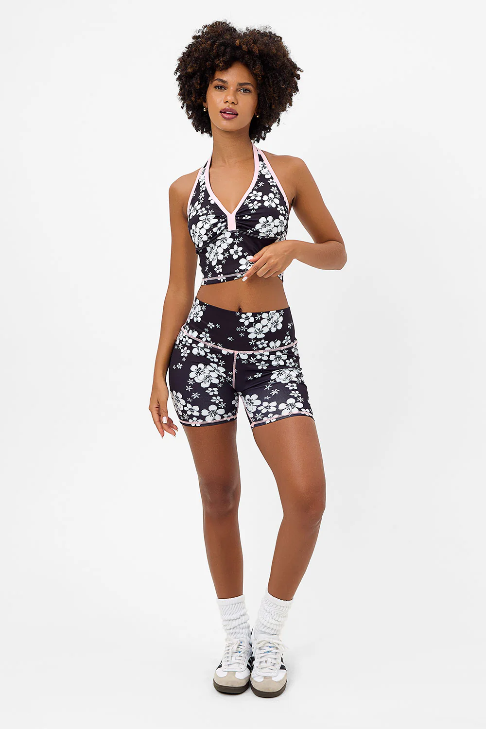 Speedy High Waist Floral Biker Short - Plush Plumeria - Image 6