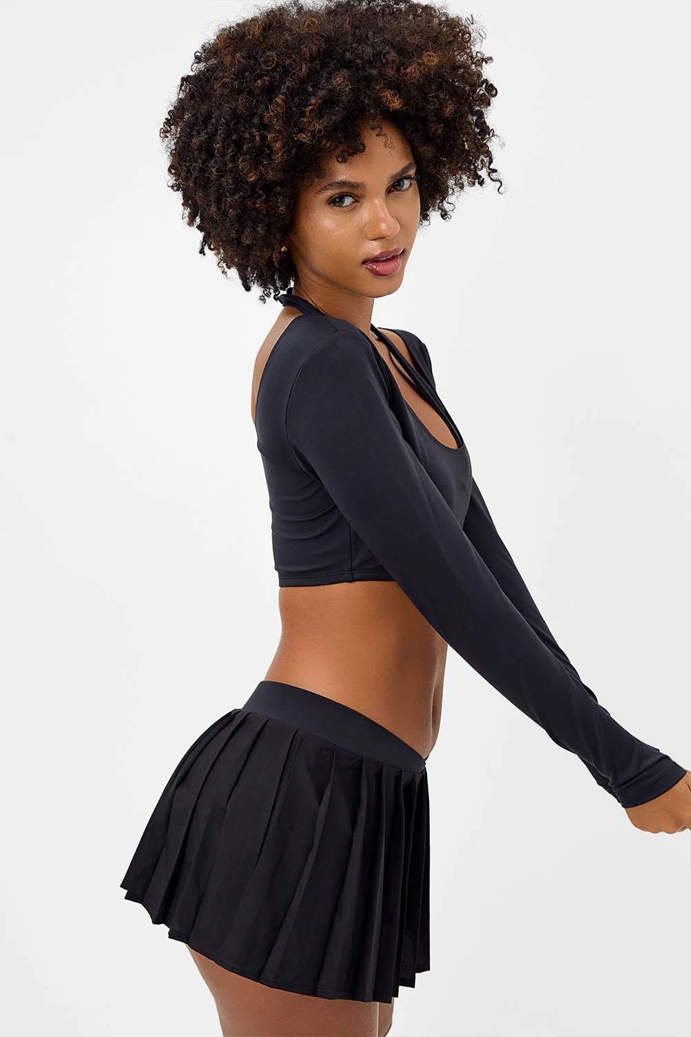 Speedy Long Sleeve Crop Top - Black - Image 3