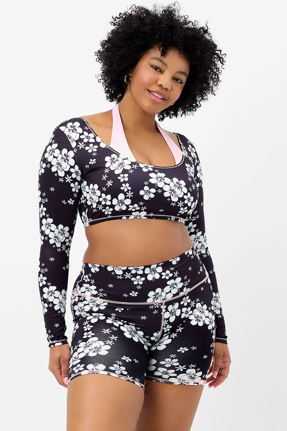 Speedy Long Sleeve Floral Crop Top - Plush Plumeria - Image 3