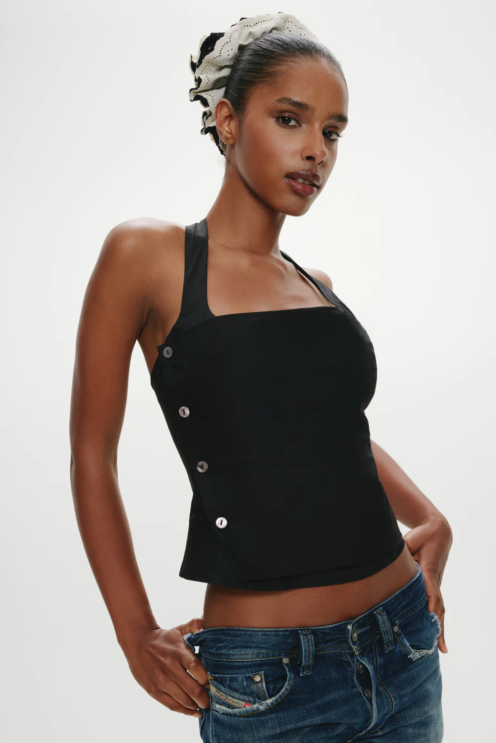 Sterling Cotton Wrap Halter Top - Midnight Serenade - Image 2