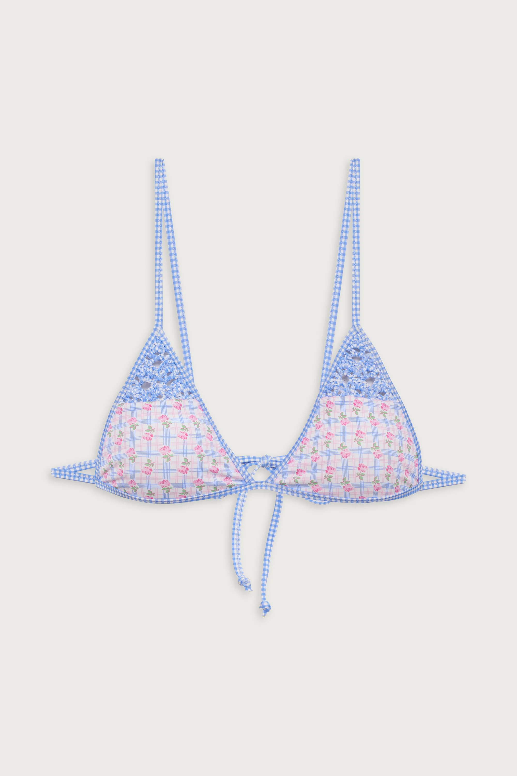 Tanner Plaid Triangle Bikini Top - Rose Picnic - Image 3