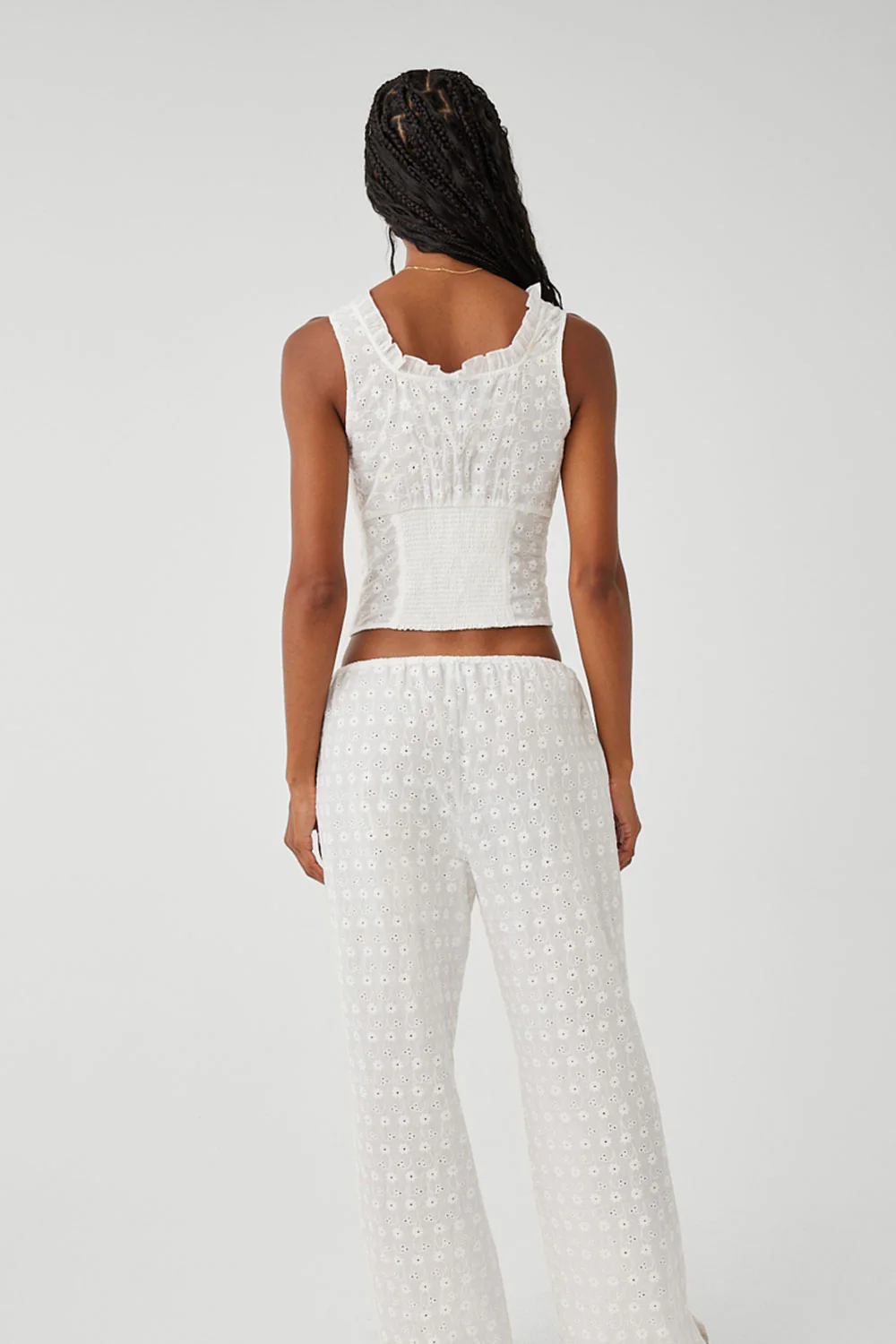 Tea Eyelet Ruffle Tank - White - Image 3
